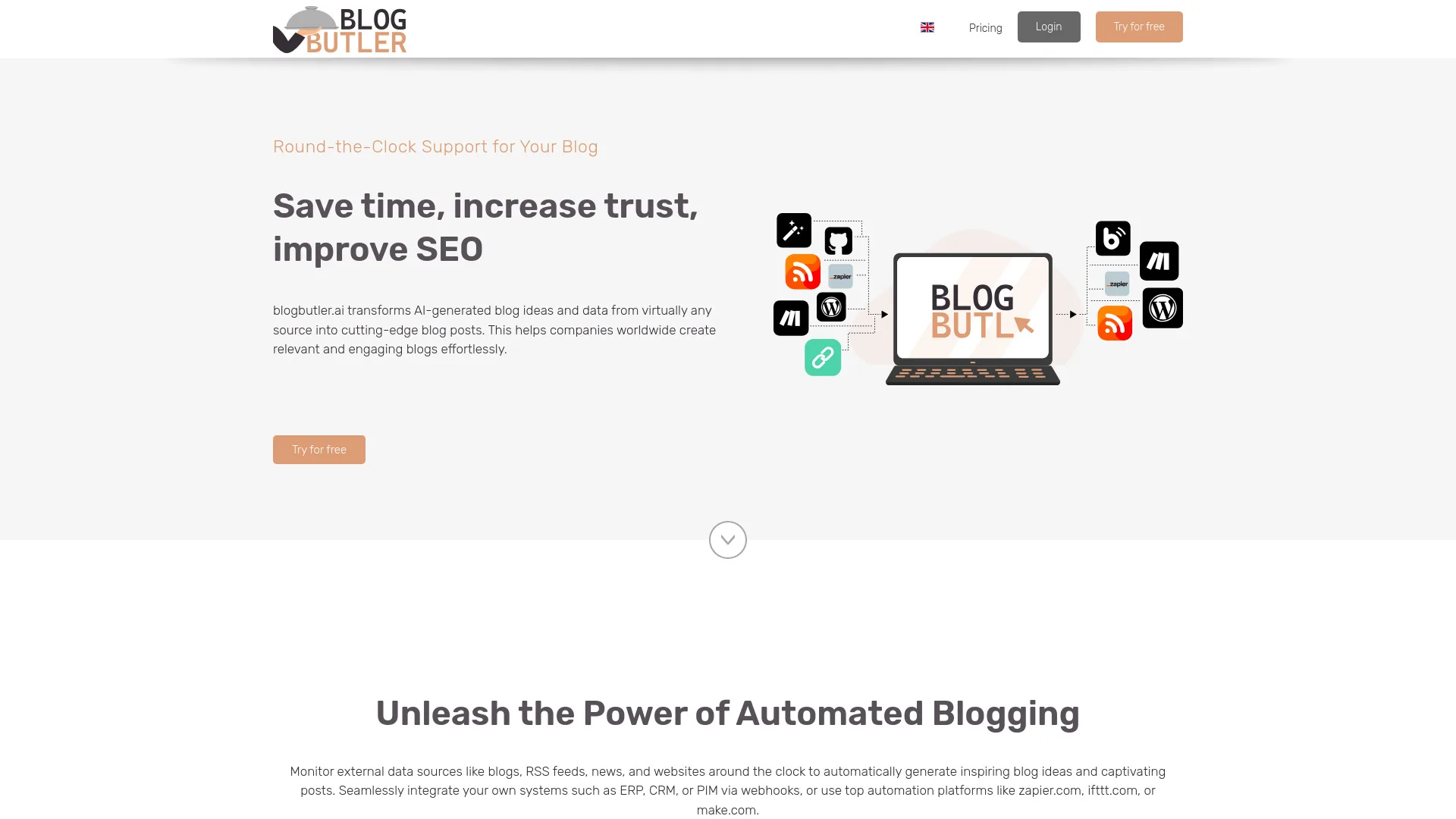 Blogbutler.ai screenshot