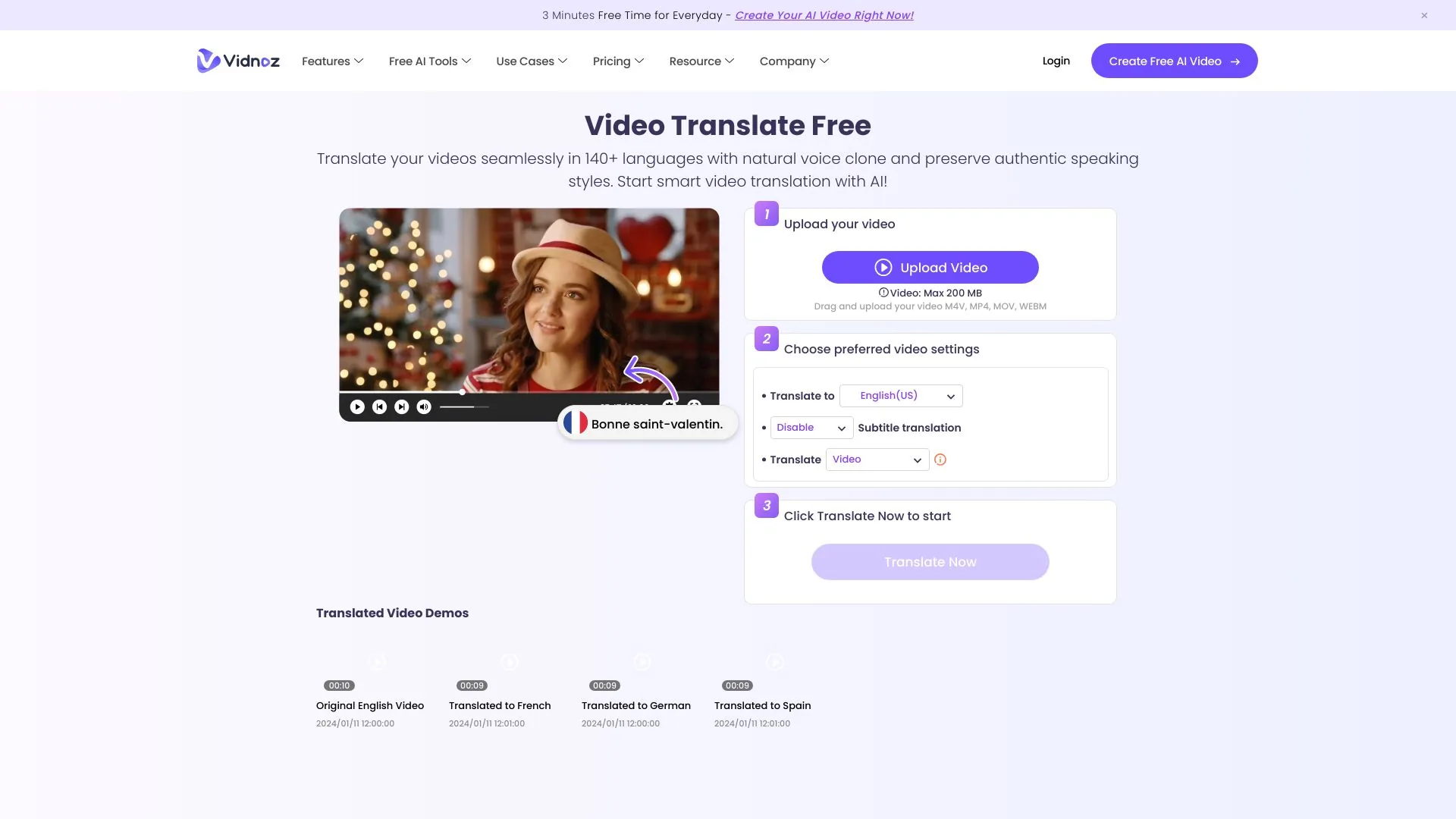 Vidnoz AI Video Translator screenshot