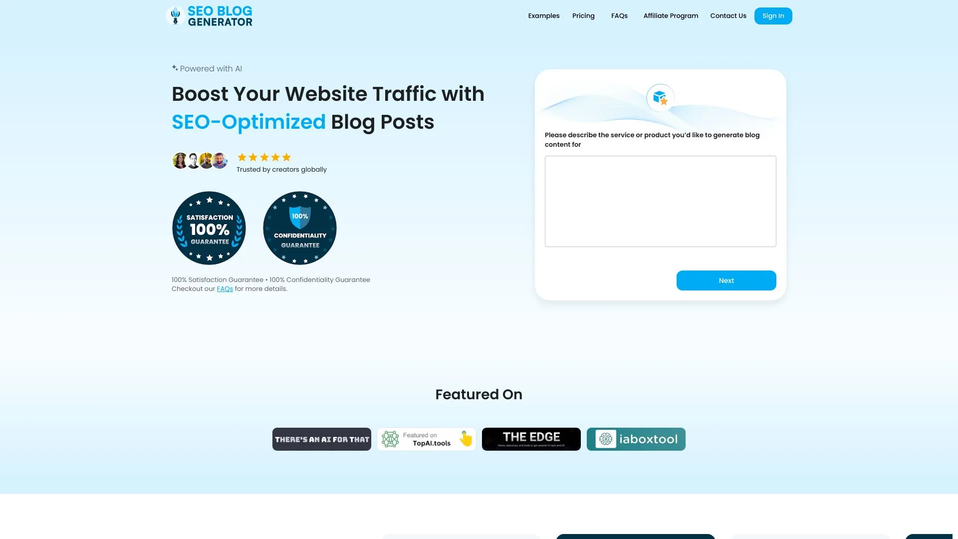 SEO Blog Generator screenshot