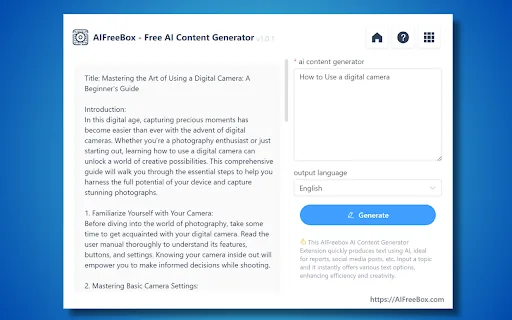 AI Writing Generator screenshot