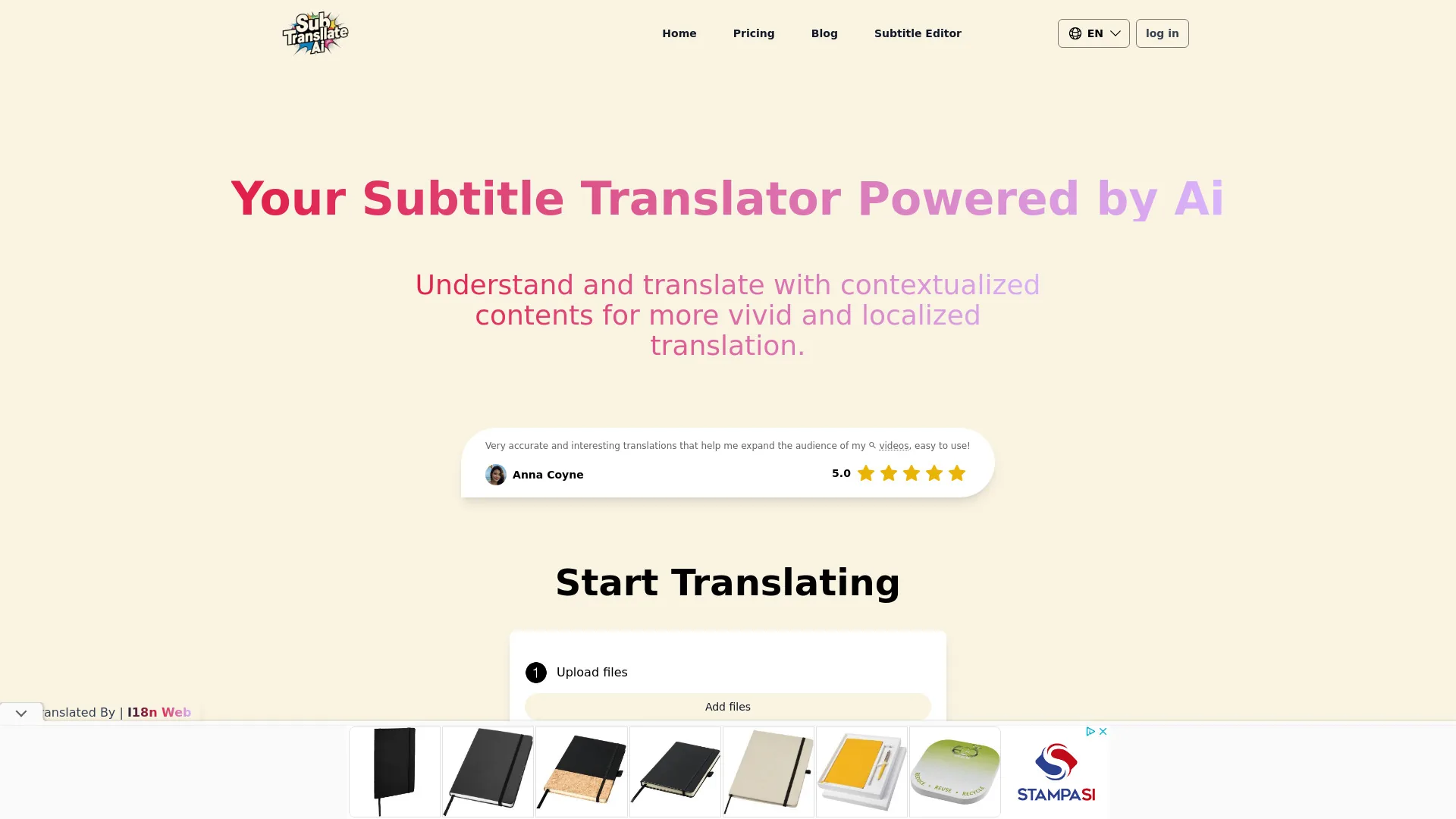 SubTranslateAI.com screenshot