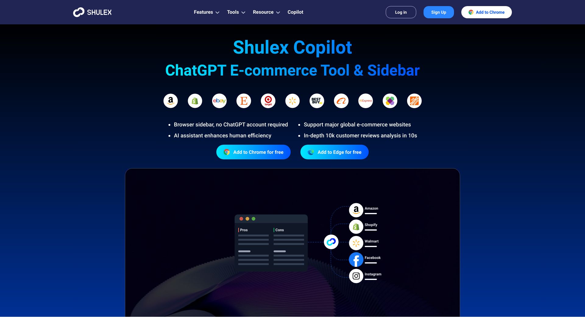 Shulex Copilot ChatGPT E-commerce Tool and Sidebar screenshot