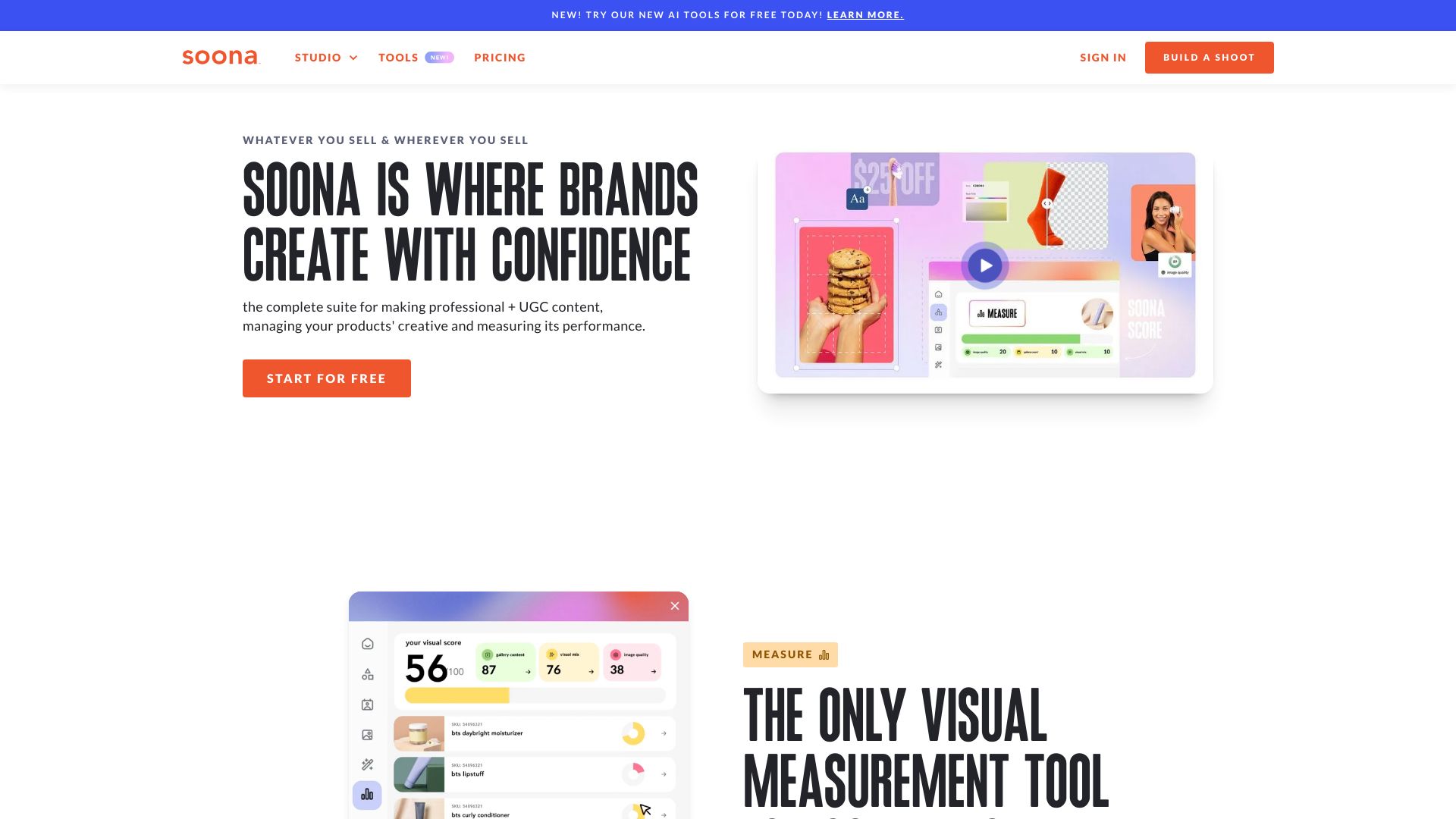 soona's AI Tools & Creative Platform screenshot