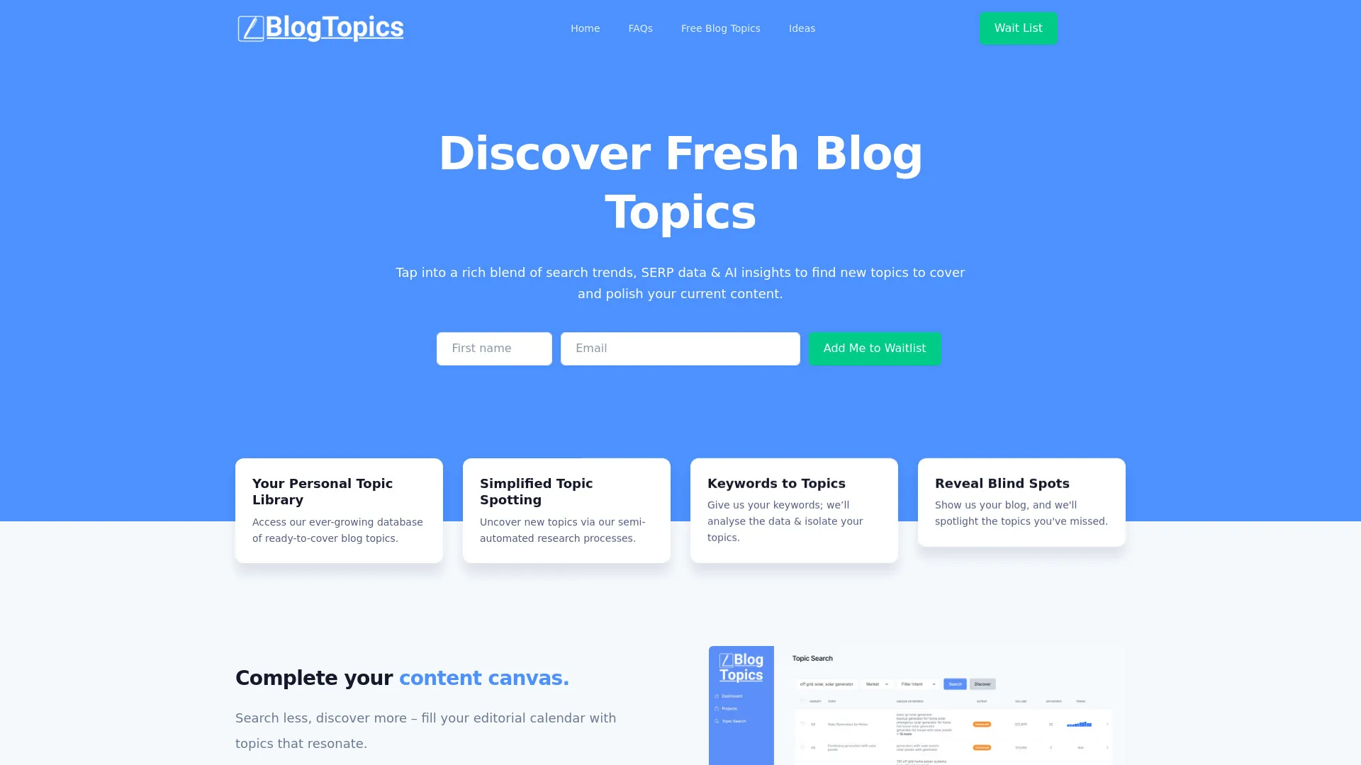 BlogTopics.net screenshot