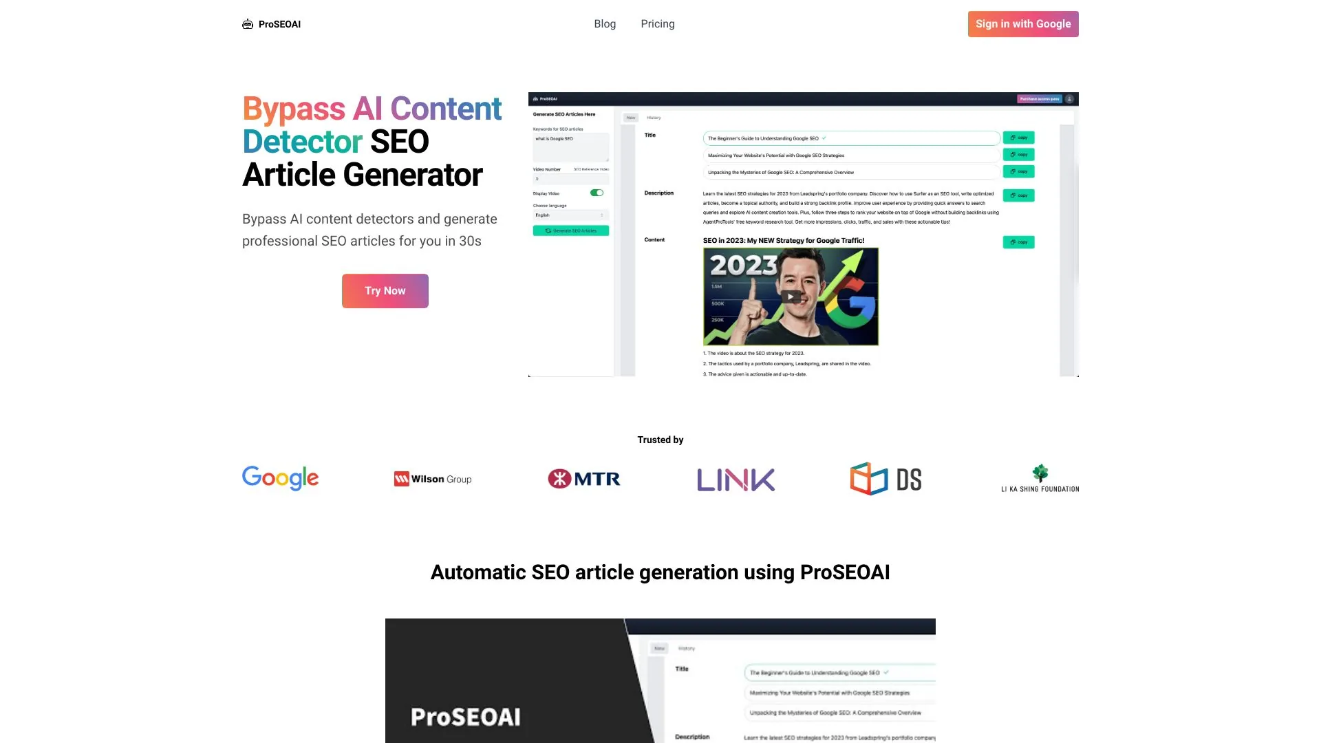 ProSEOAI.com screenshot