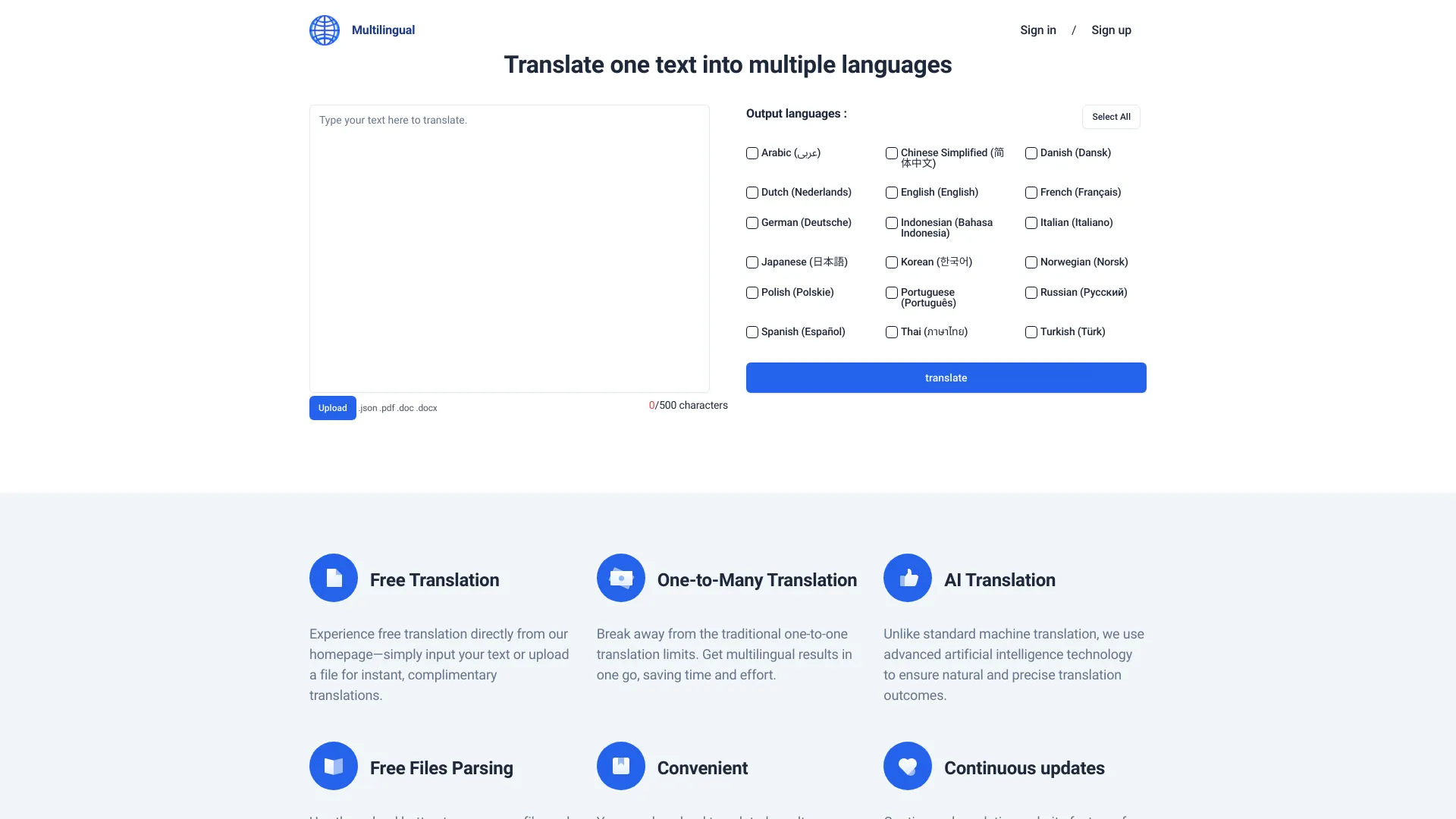 Multilingual.top screenshot