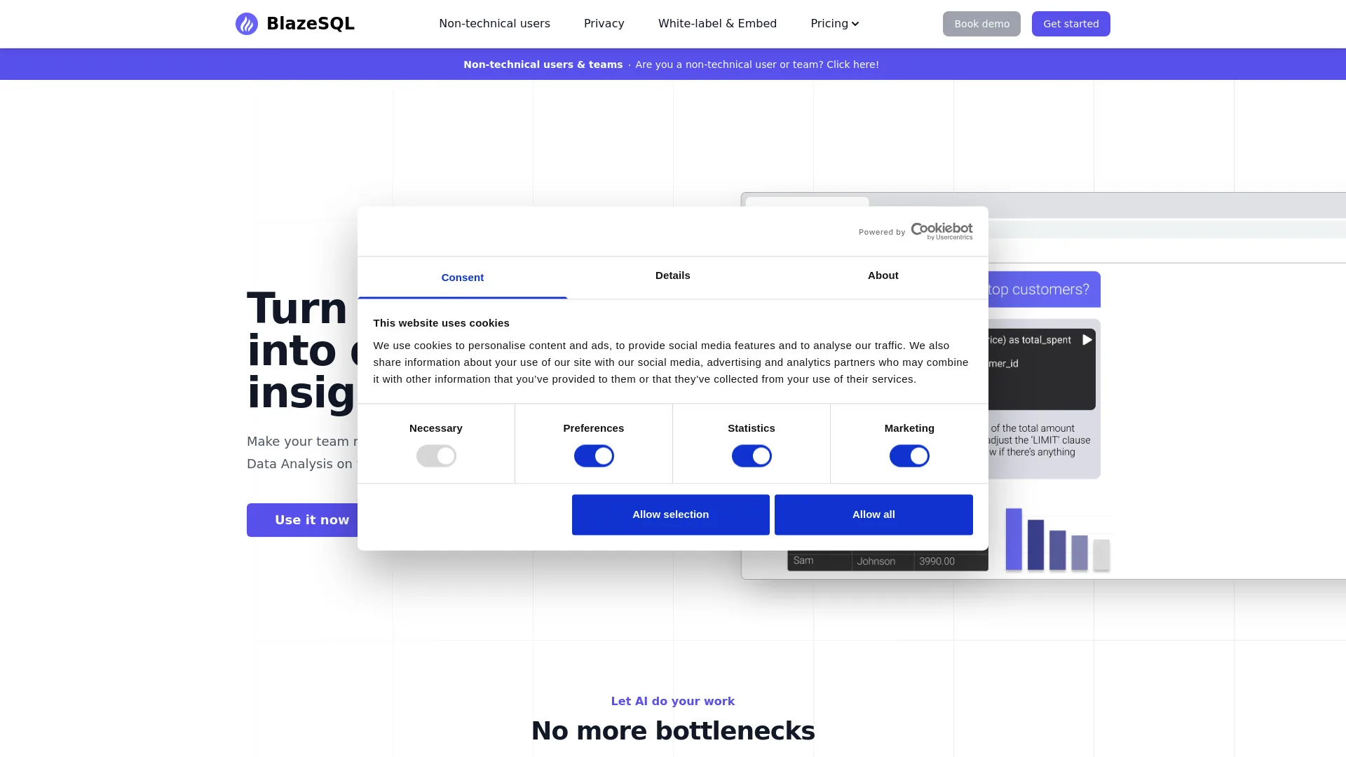 BlazeSQL screenshot