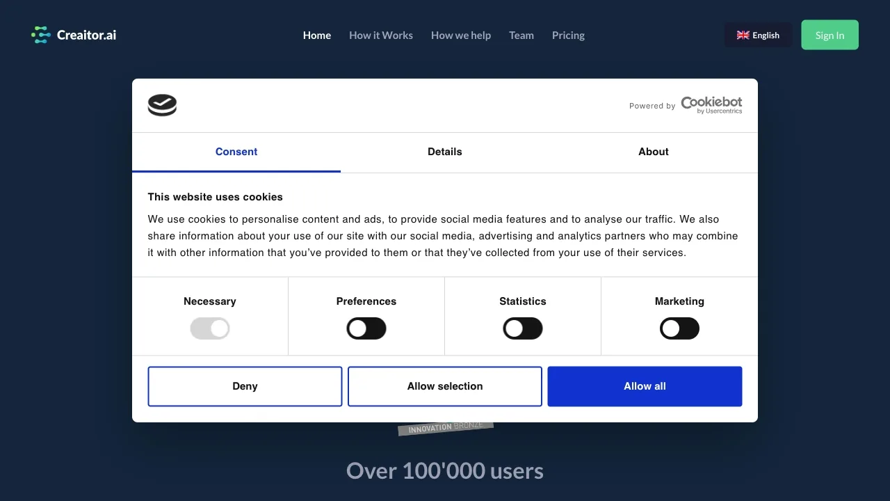 Creaitor.ai screenshot