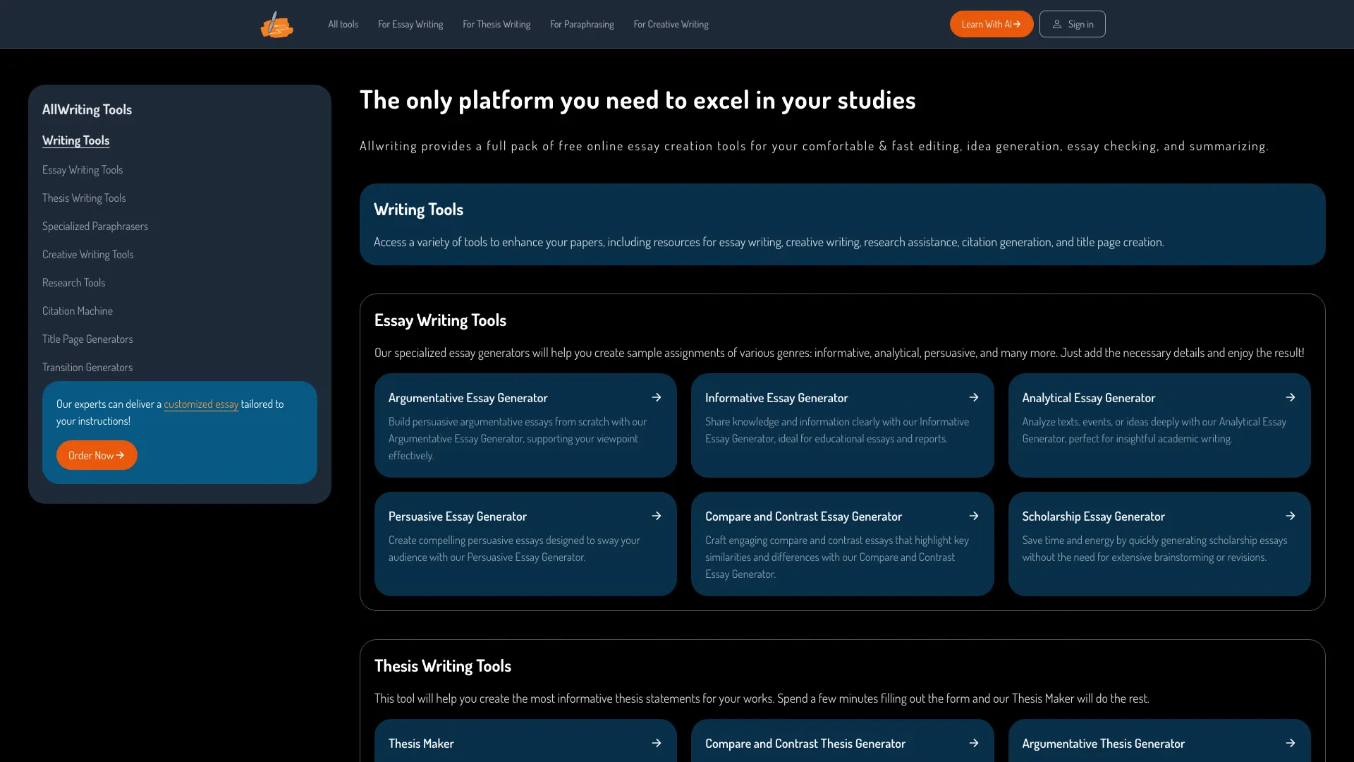 AllWriting screenshot