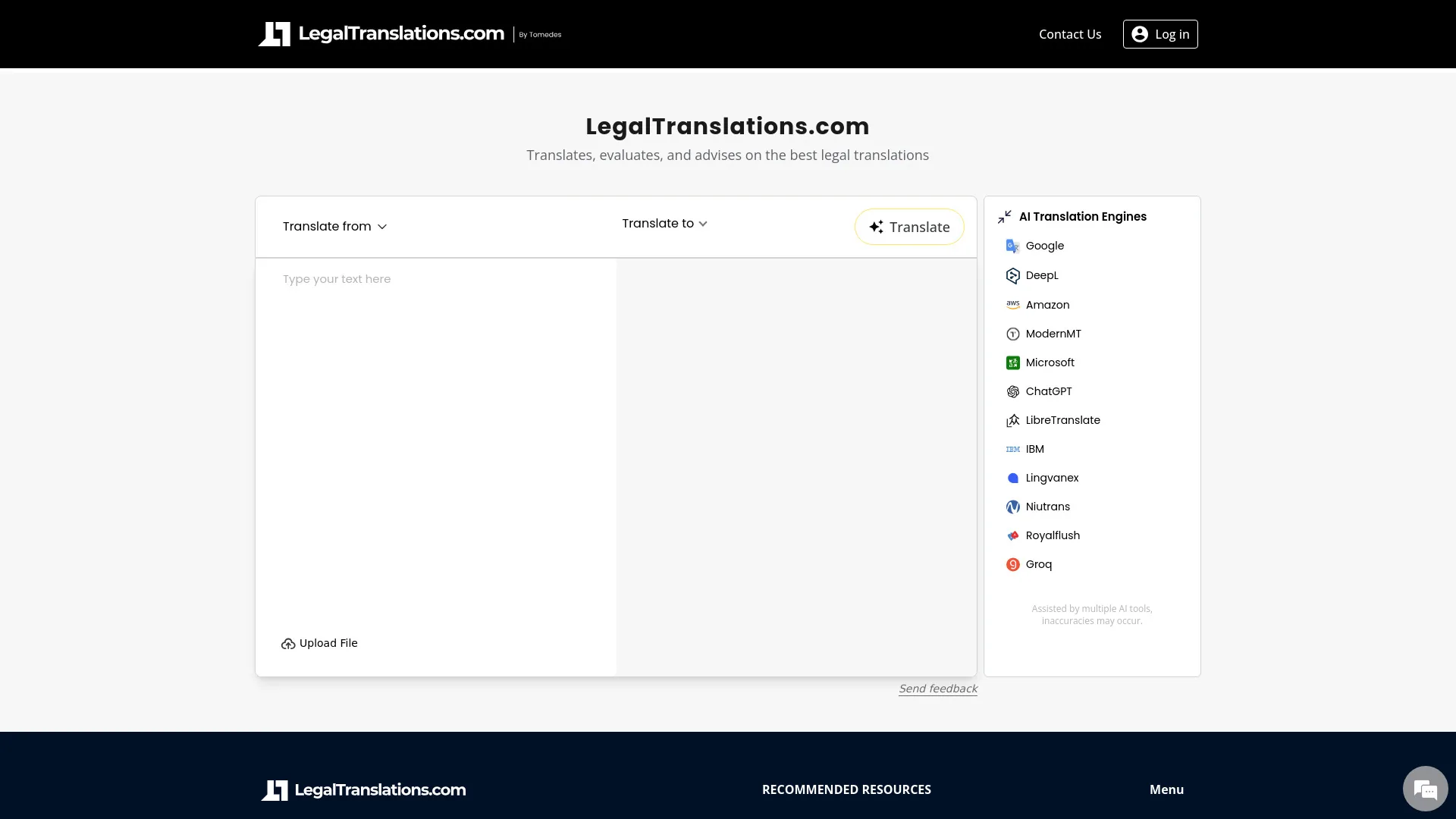 LegalTranslations.com screenshot