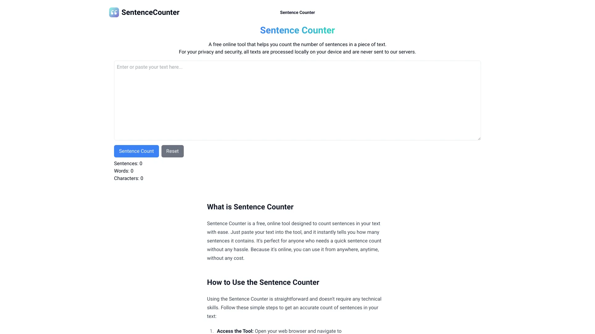 SentenceCounter screenshot