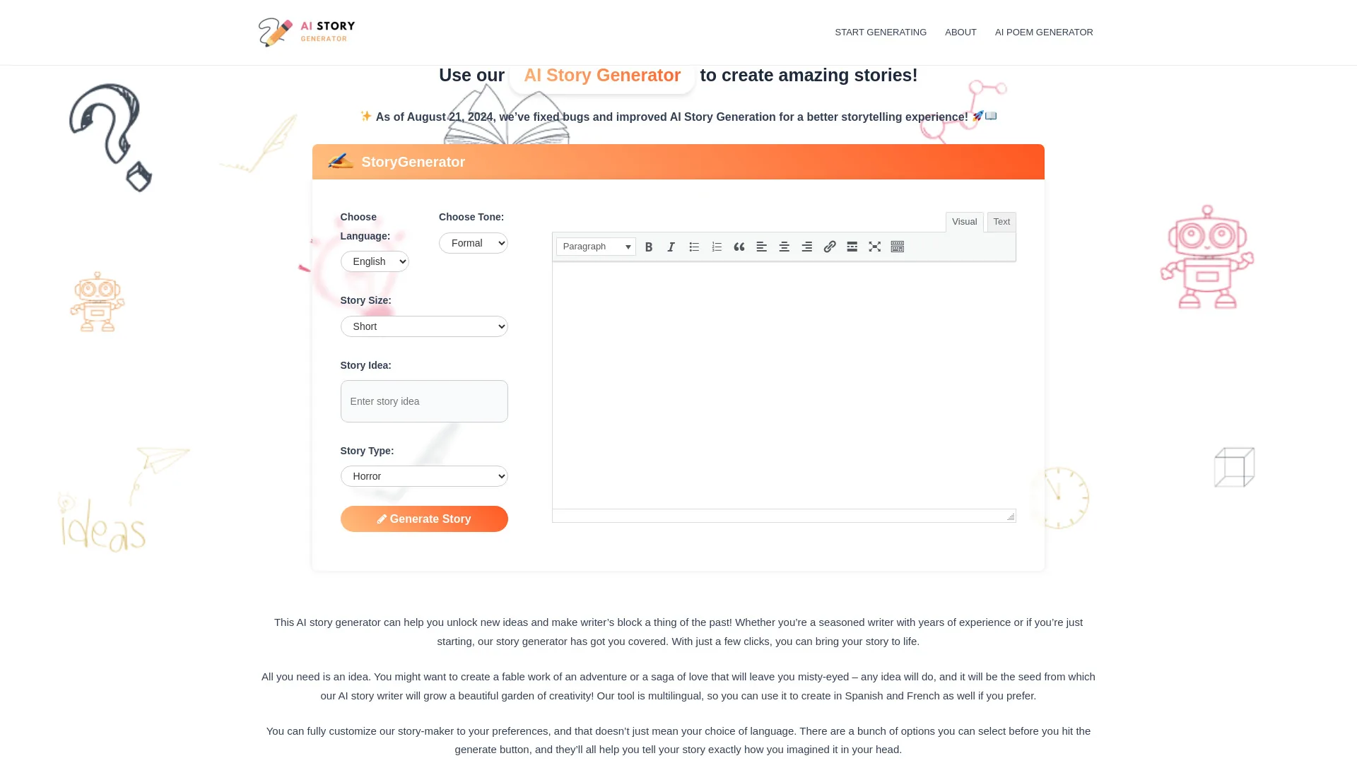 AI Story Generator screenshot