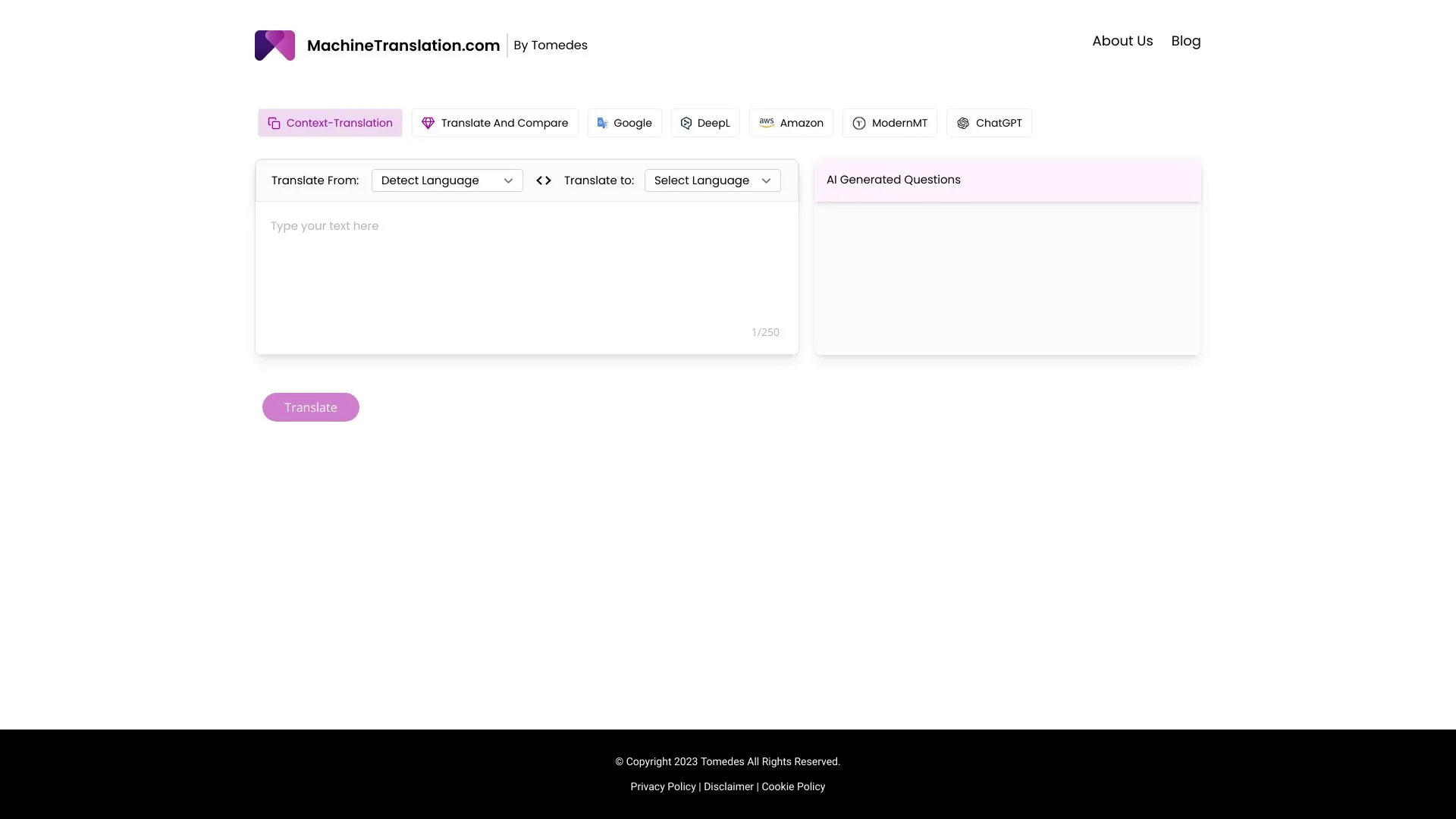 Machine Translation screenshot