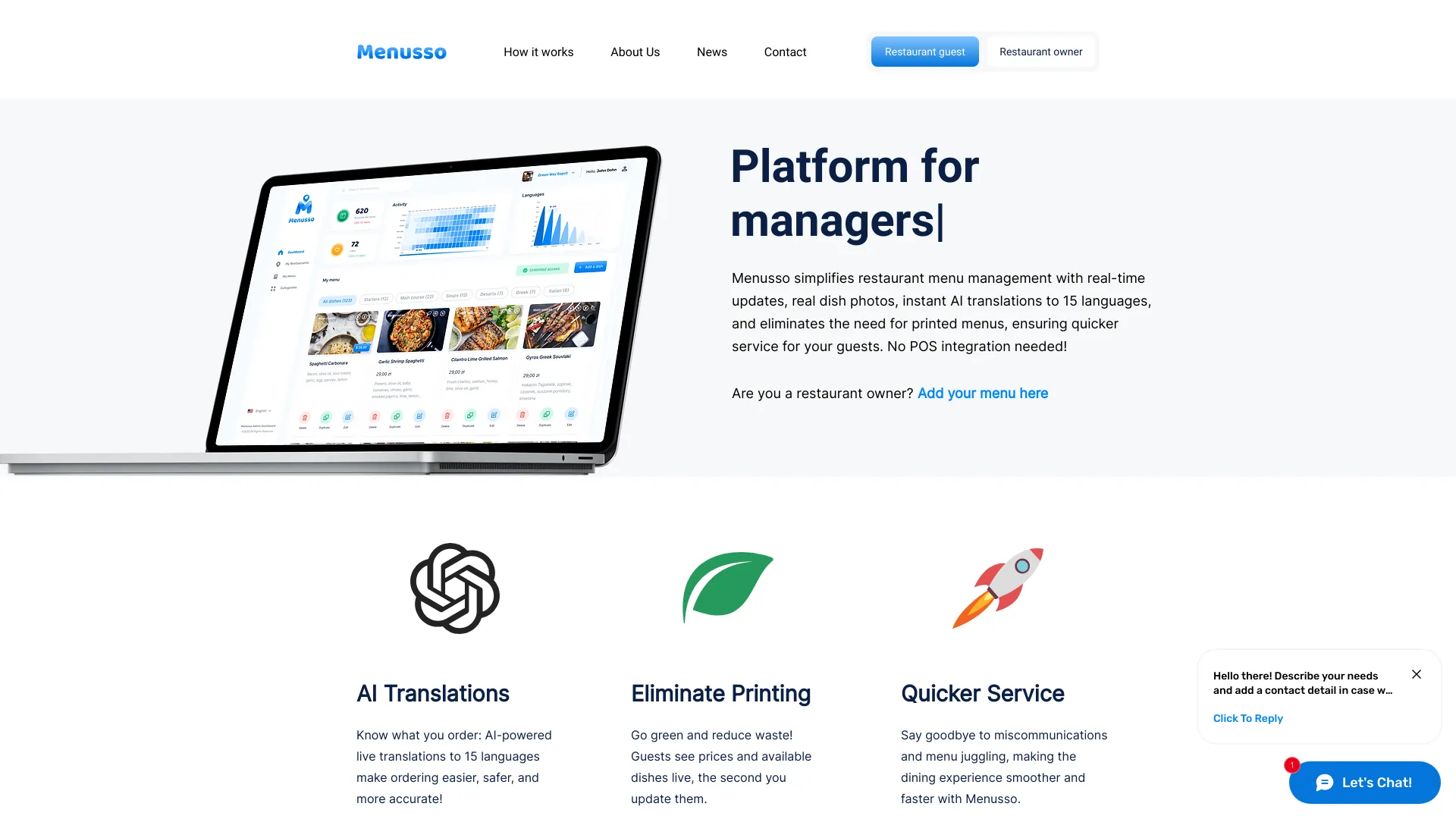 Menusso screenshot