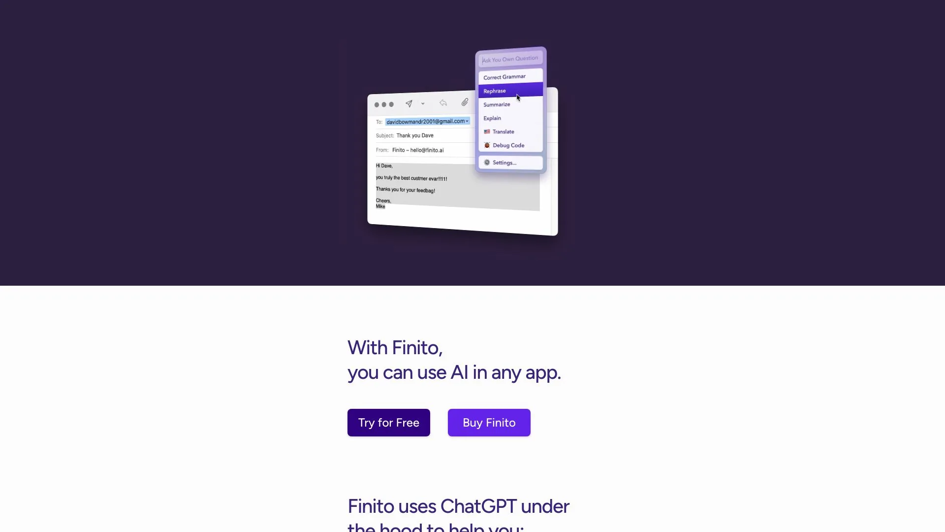 Finito AI screenshot