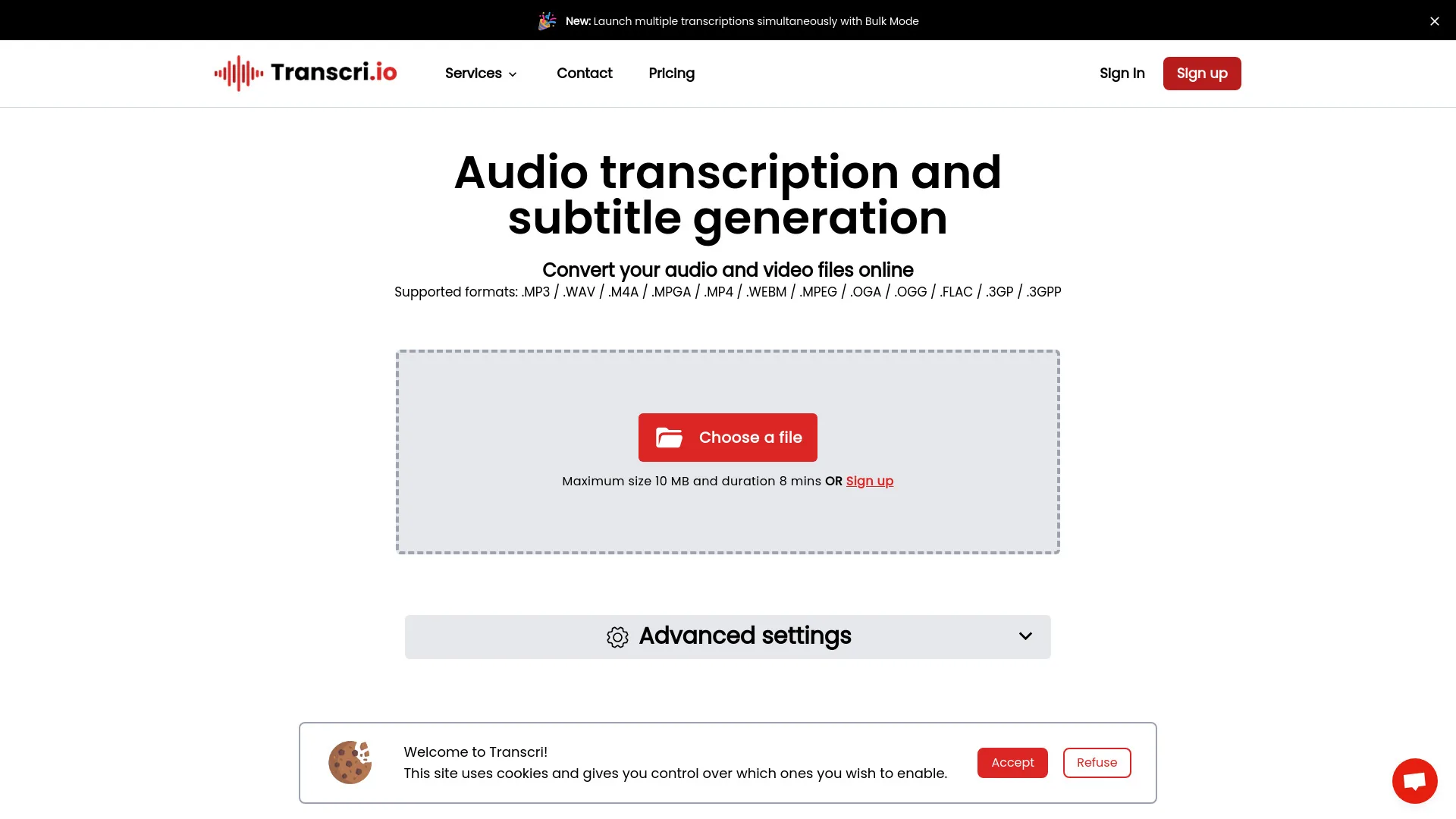 Transcri.io screenshot