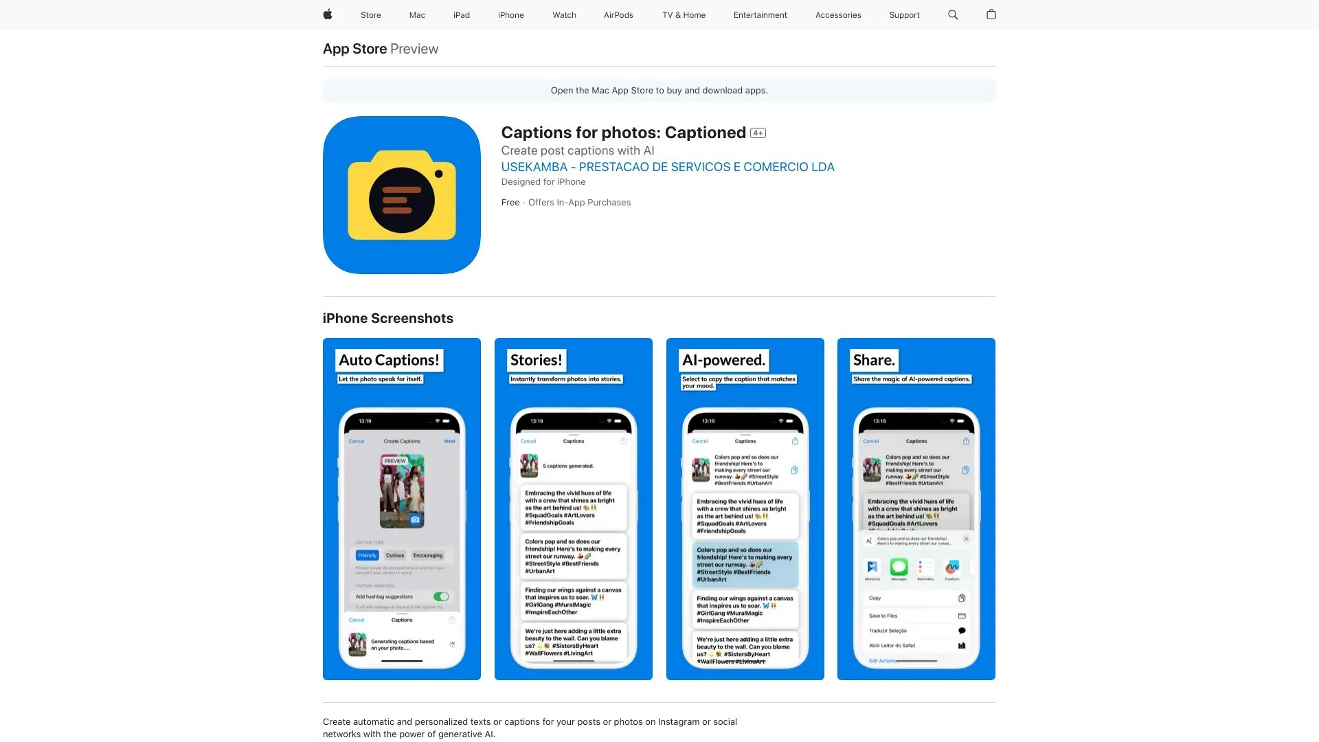 Captions for photos: Captioned screenshot