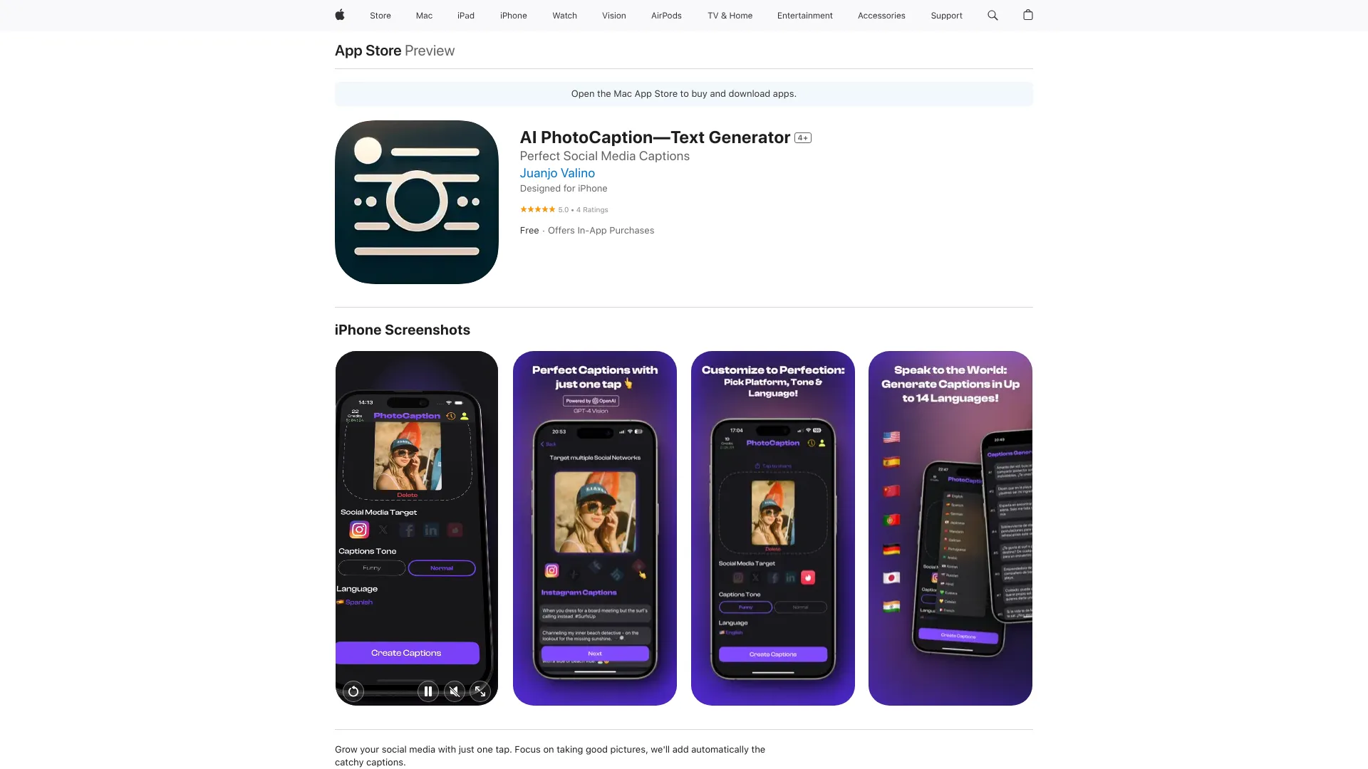 AI PhotoCaption—Text Generator screenshot