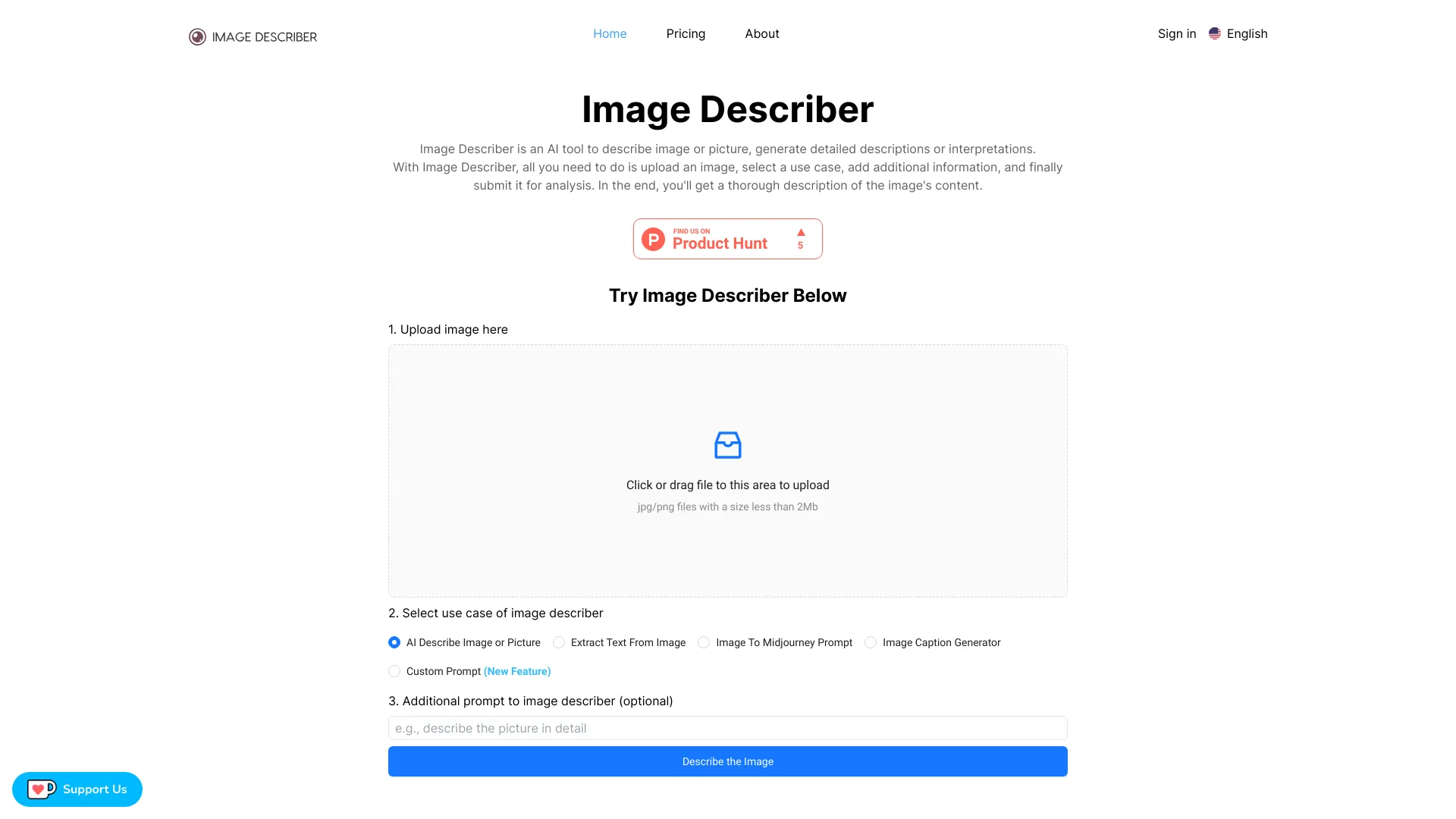 Image Describer screenshot