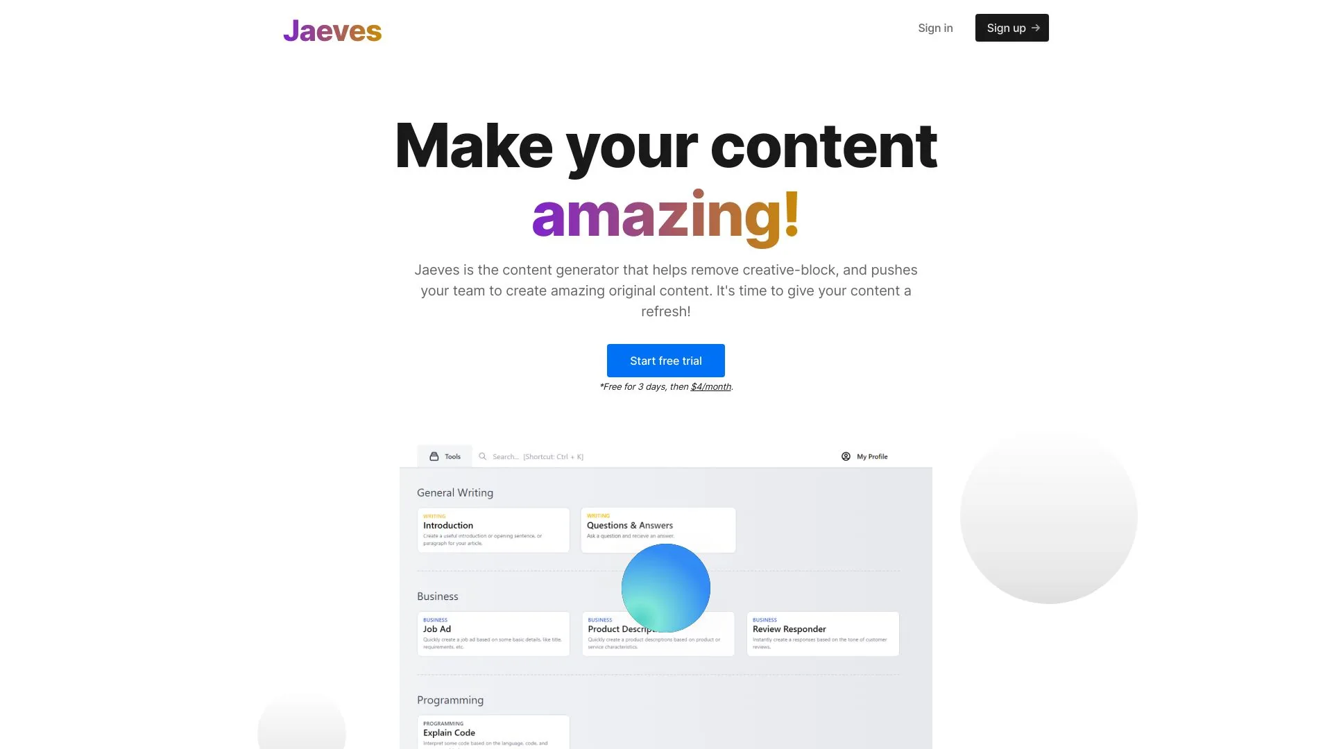 Jaeves AI screenshot