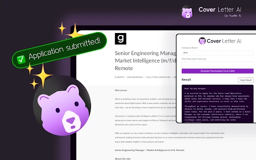 Hustle AI Cover Letter Generator screenshot