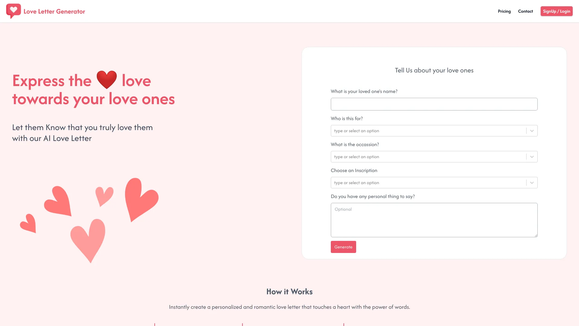 Love Letter Generator screenshot