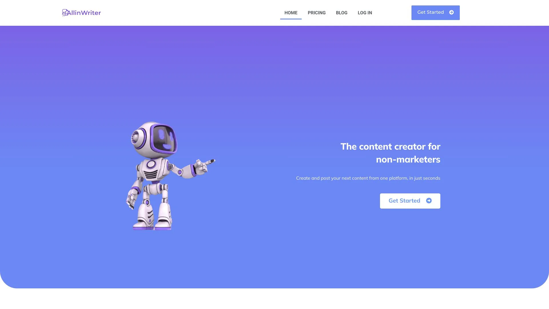 AllinWriter.com screenshot