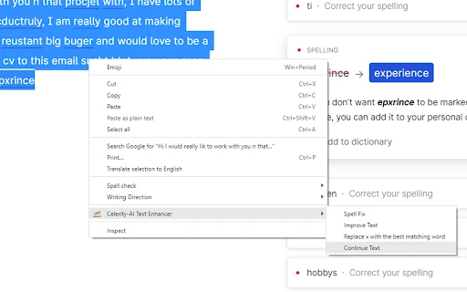 Celerity-AI Text Enhancer screenshot
