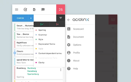 Acrolinx screenshot