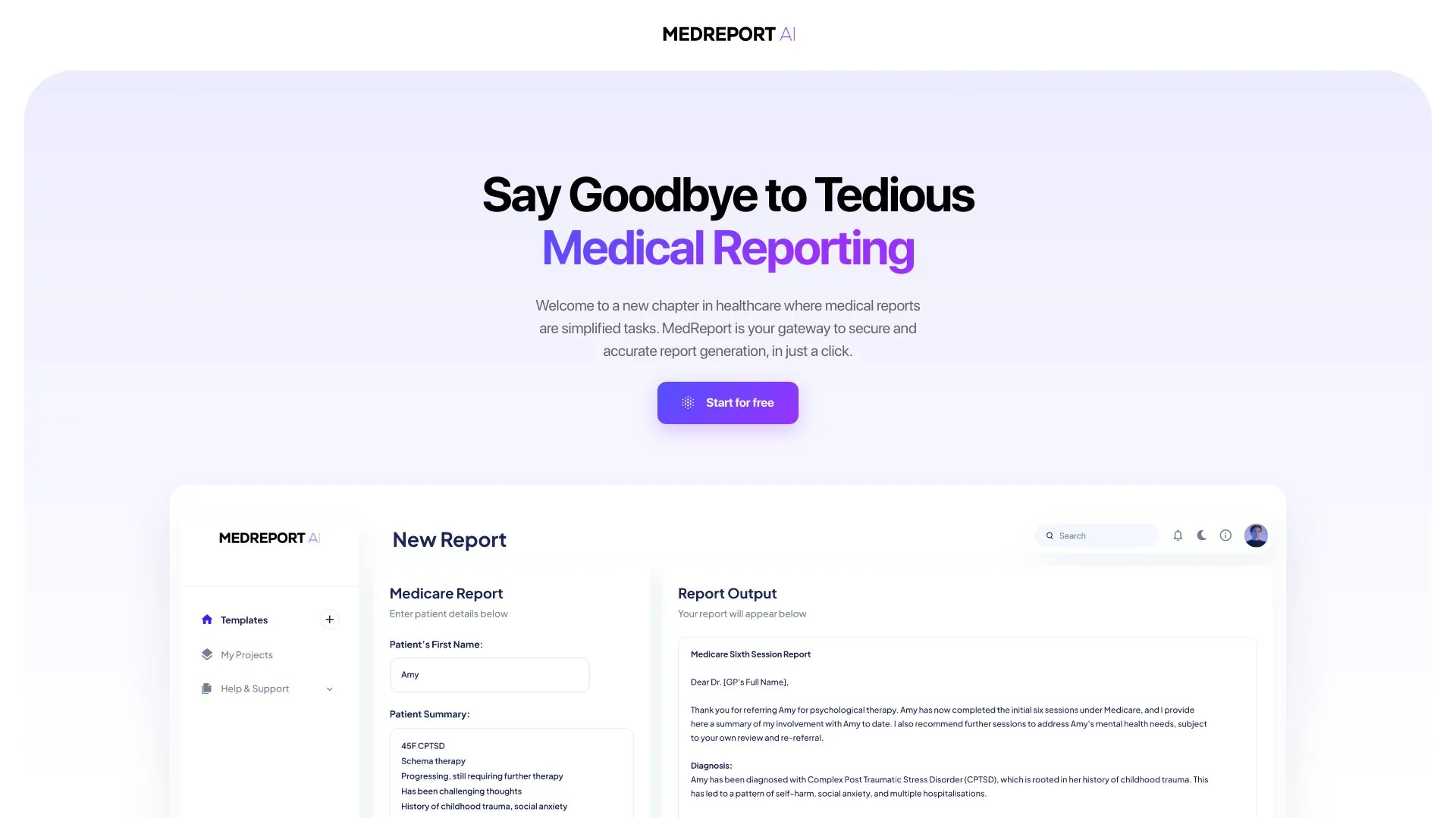 MedReport screenshot