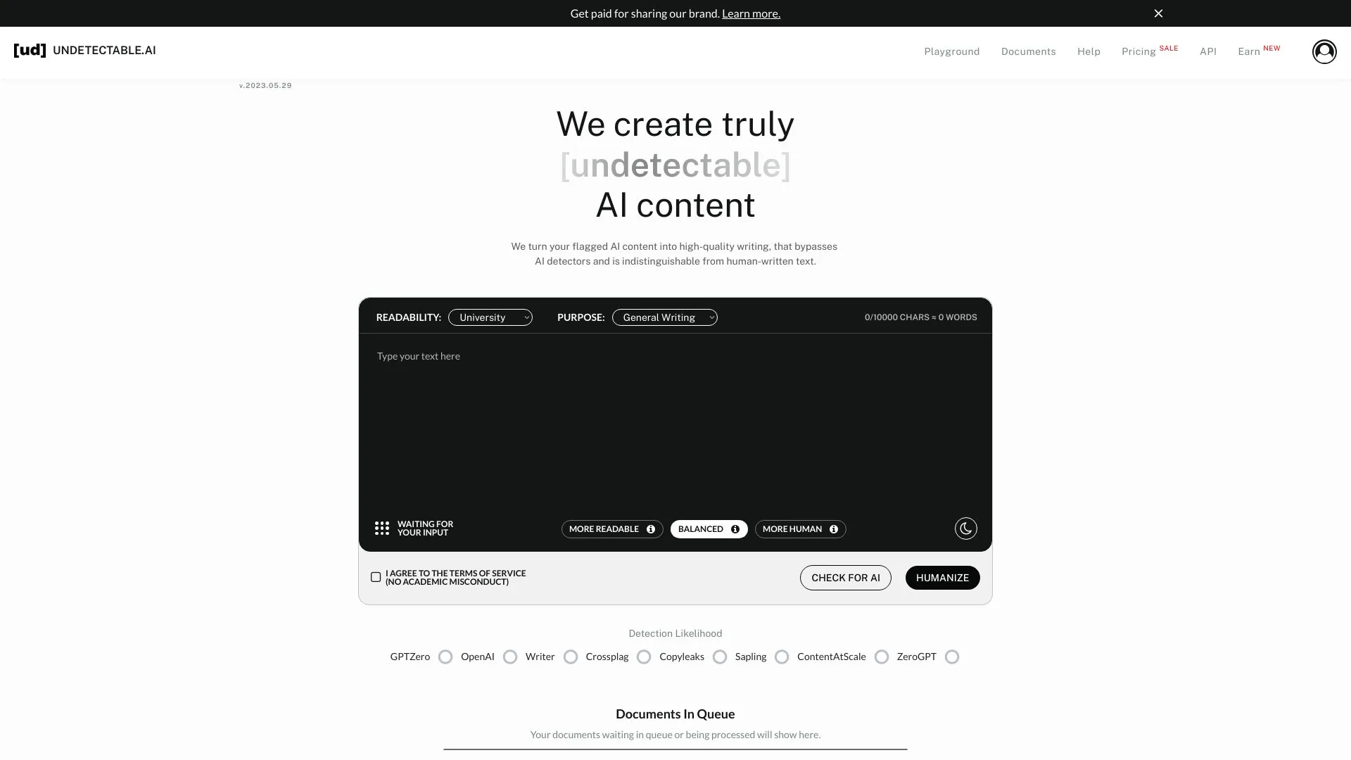 AI content solutions screenshot