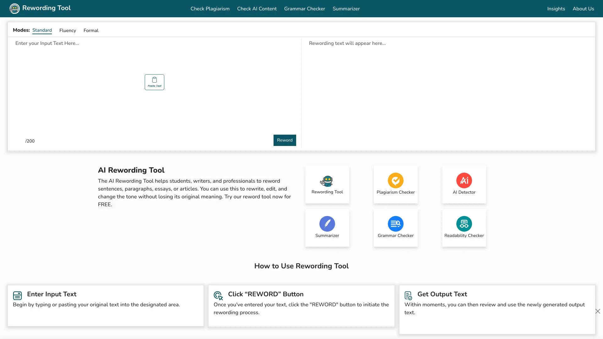 Rewording Tool screenshot