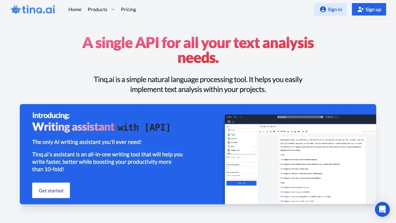 Tinq.ai screenshot