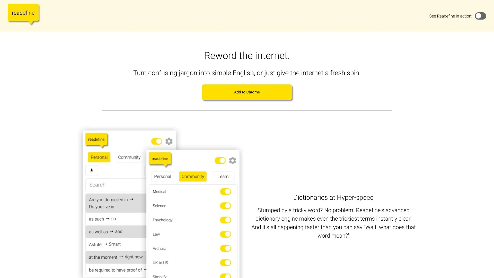 Readefine screenshot