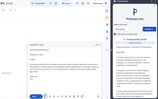 Professional Email Rephraser screenshot