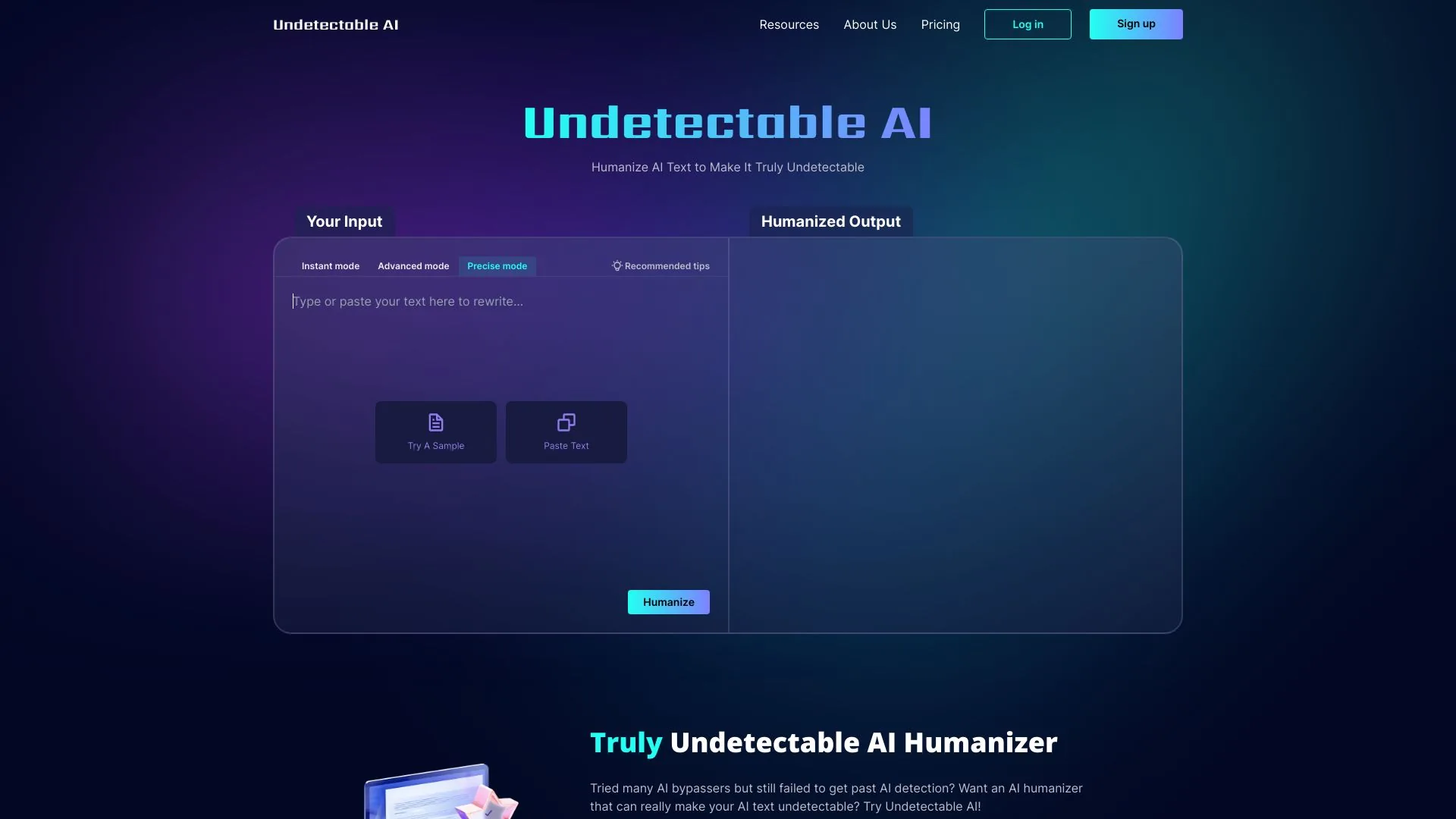 Undetectable AI screenshot