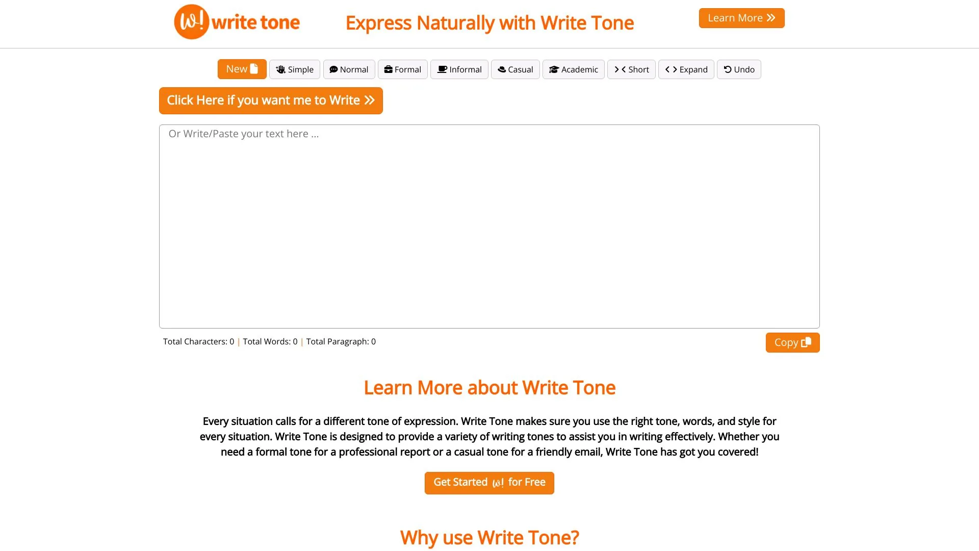Write Tone screenshot
