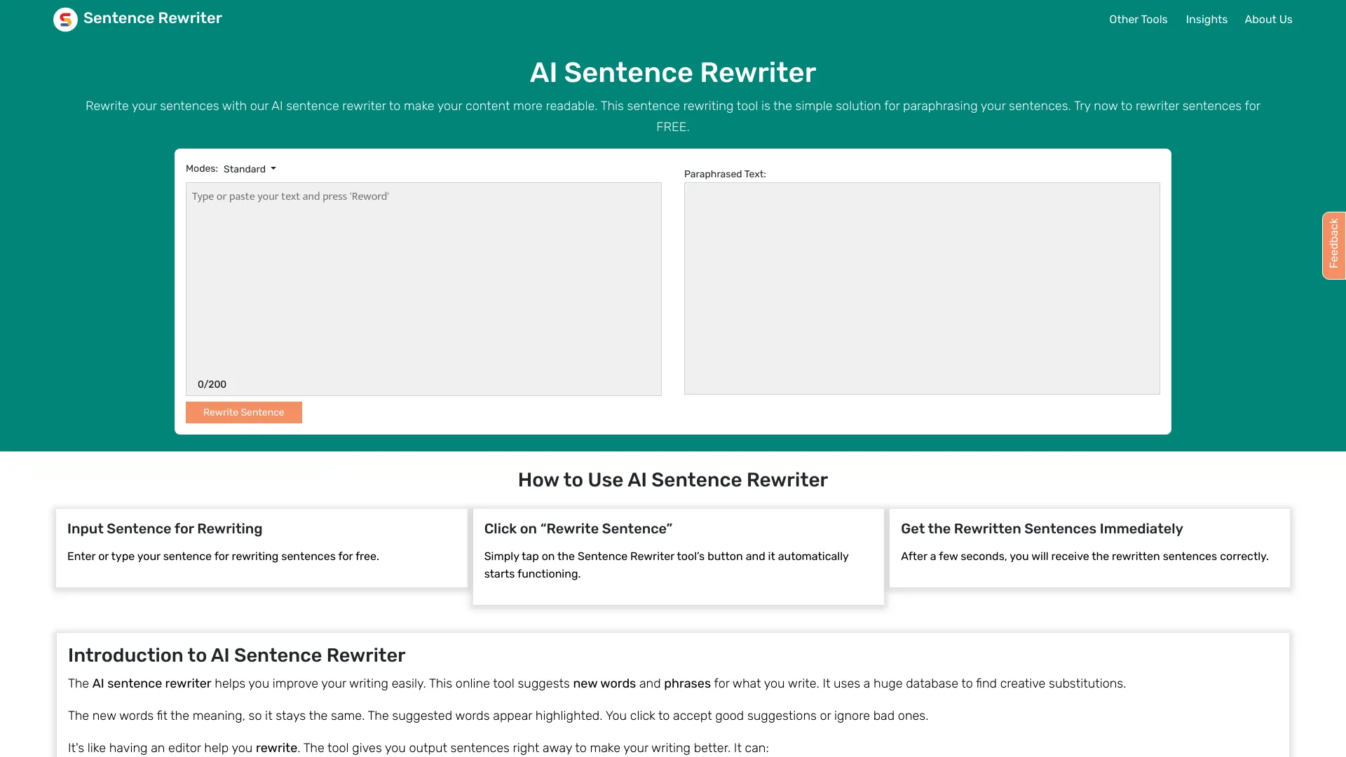 AI Sentence Rewriter screenshot