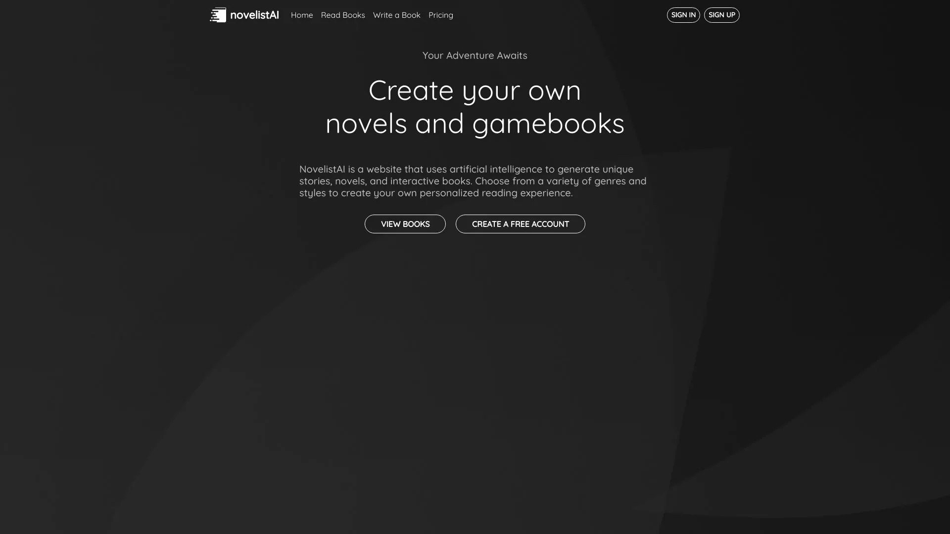 AI-Generated Fiction - AI-generated novels and game books screenshot