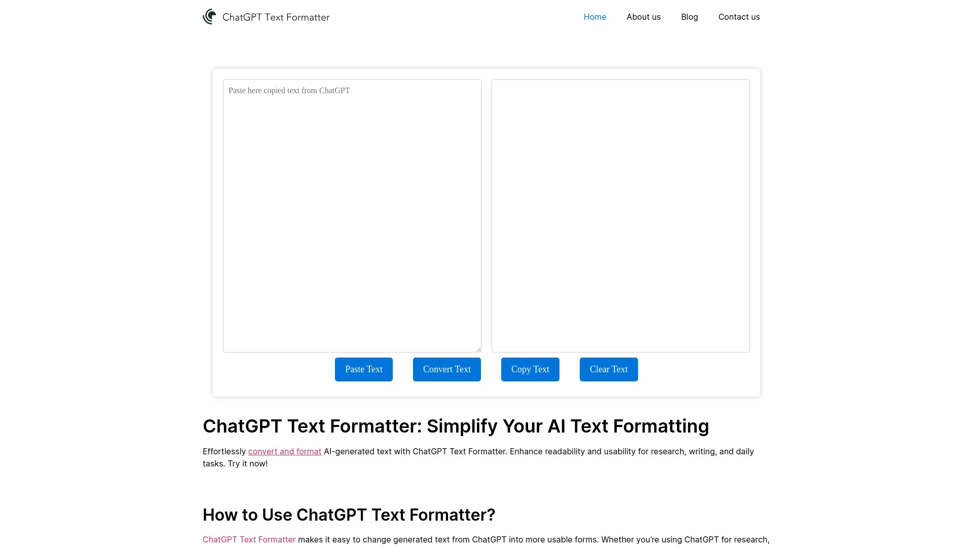ChatGPT Text Formatter screenshot