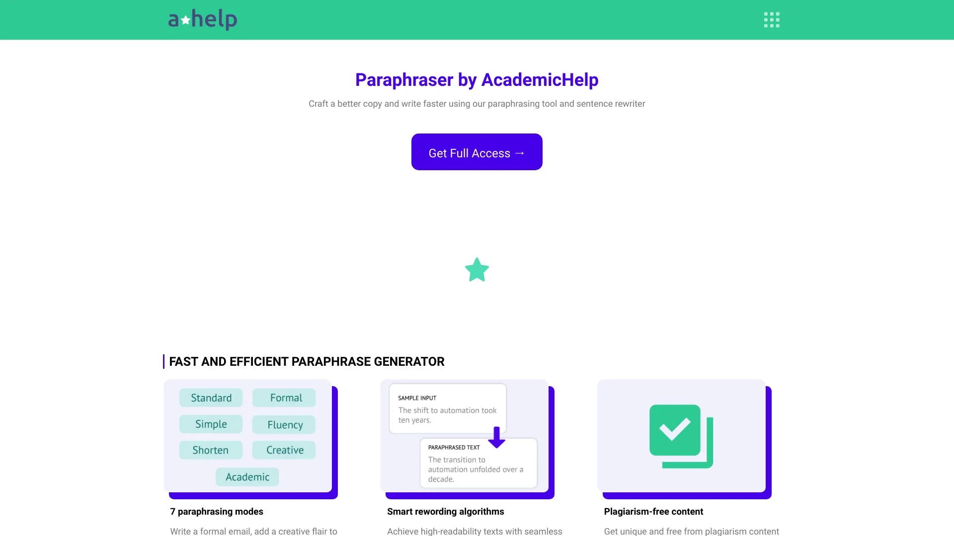 Paraphrasing Tool: Free Essay Rewriter by Academichelp screenshot