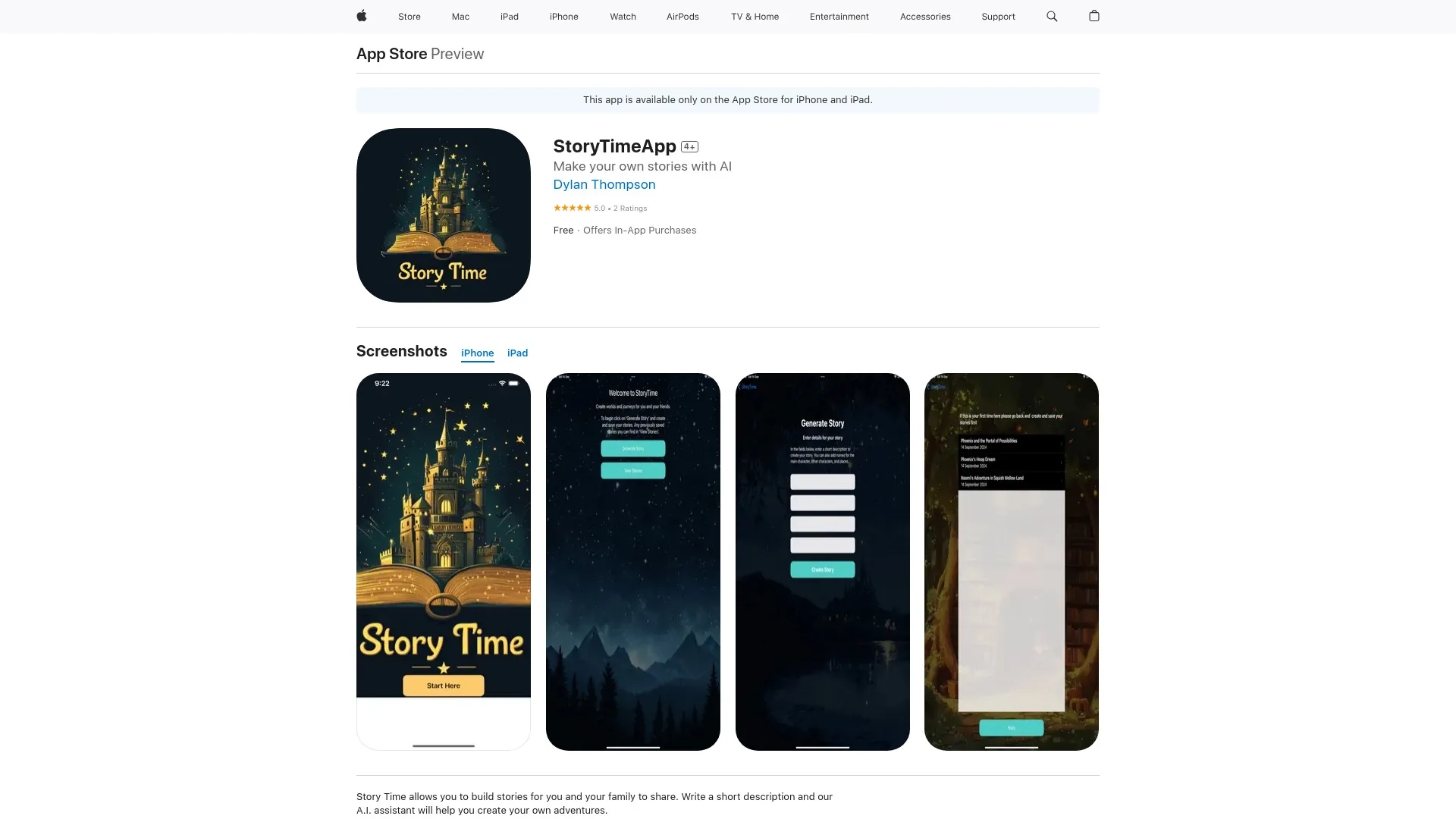 StoryTimeApp screenshot
