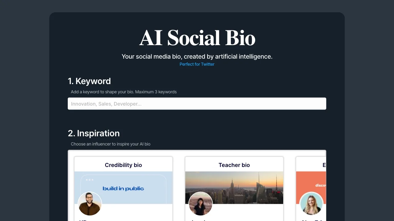 AI Social Bio screenshot