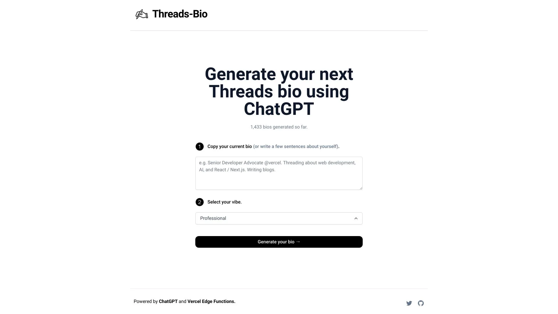 Threads Bio Generator screenshot