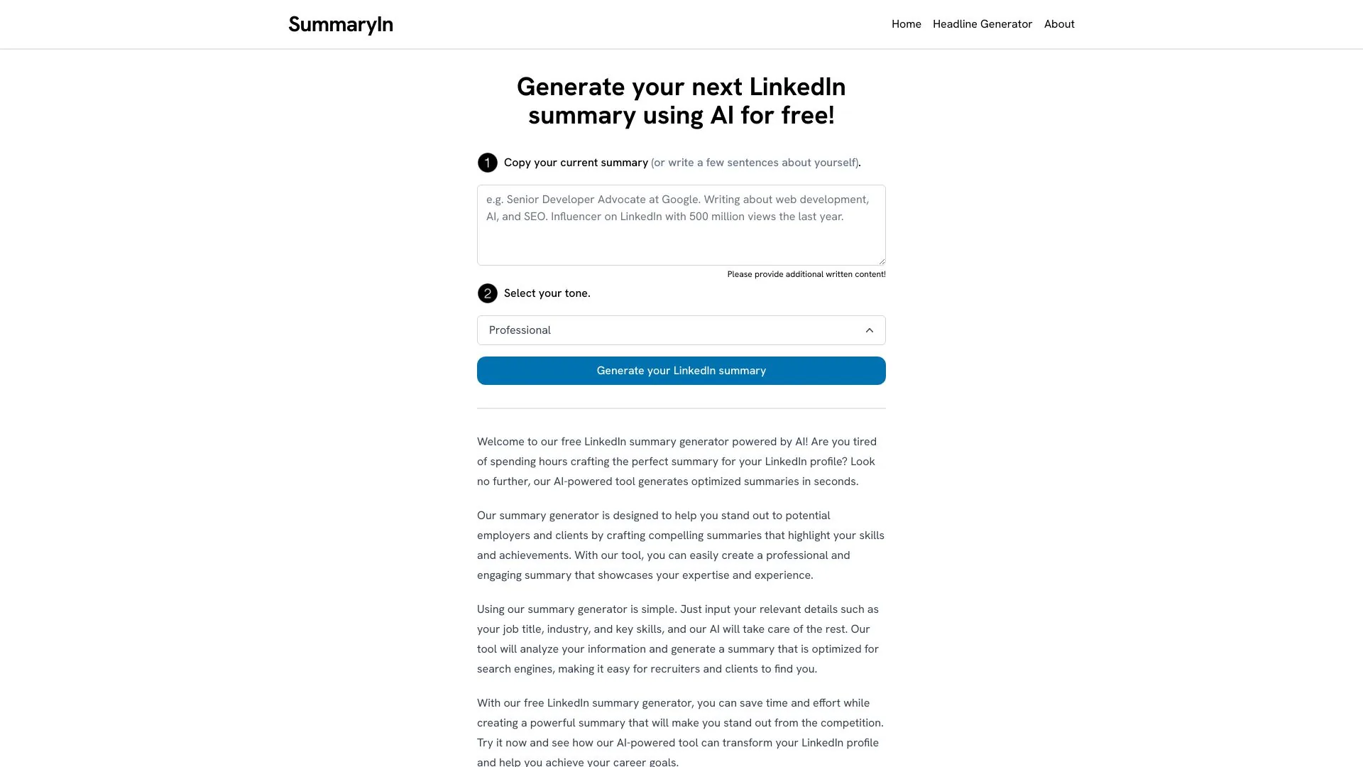 SummaryIn.com screenshot