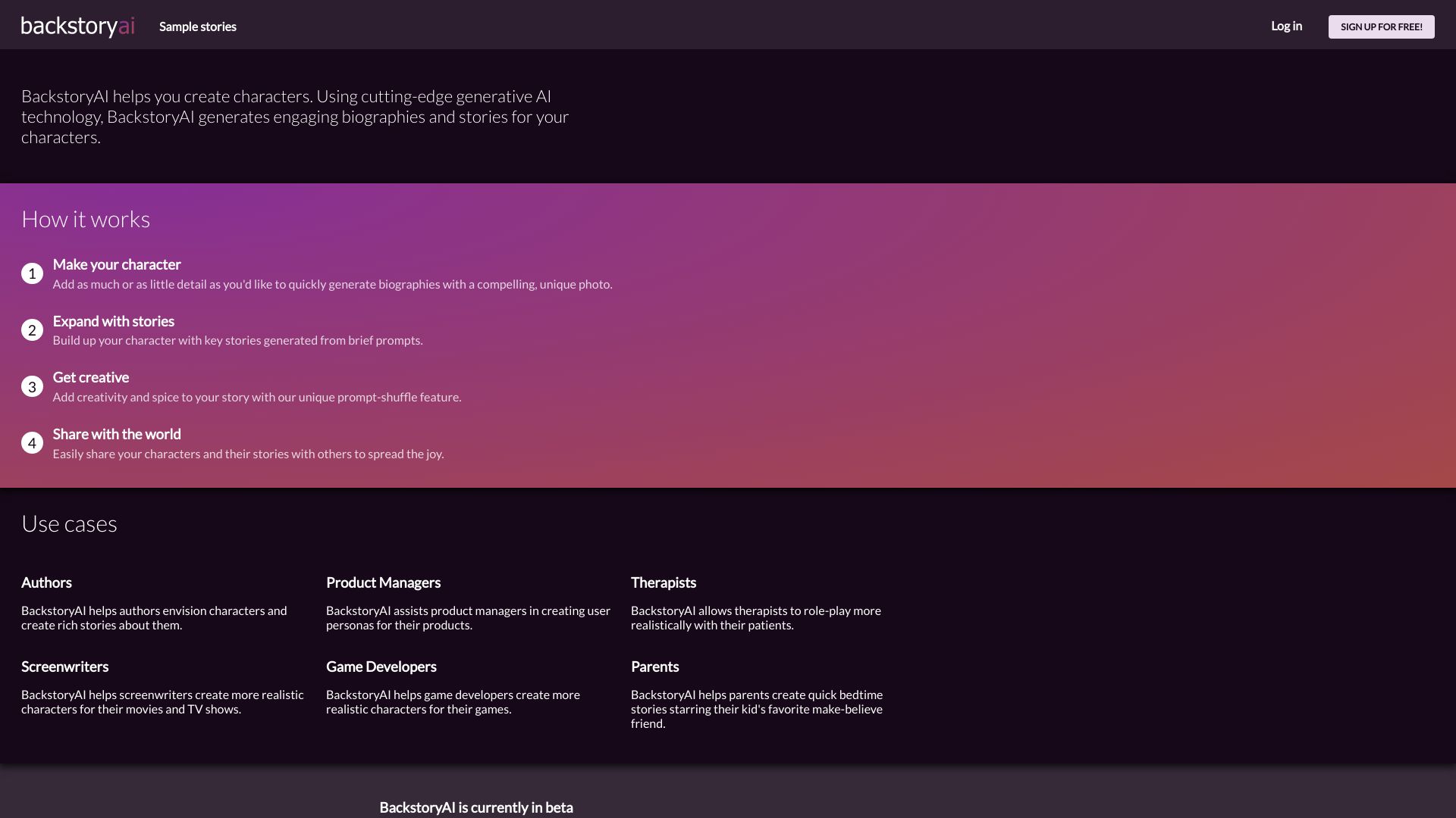BackstoryAI screenshot
