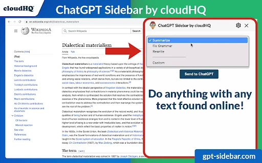 ChatGPT Sidebar by cloudHQ screenshot