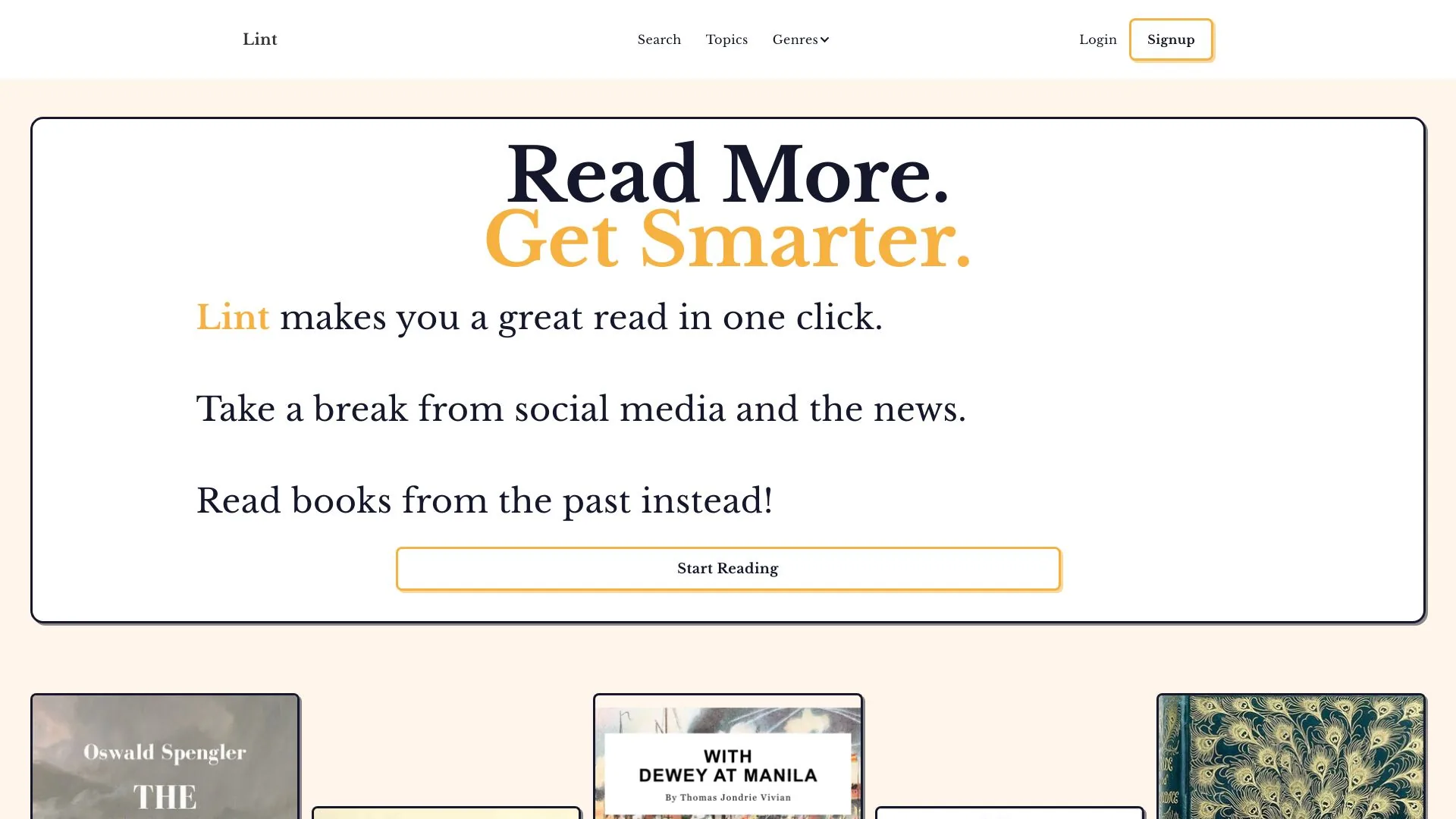 Lint - Read more, get smarter screenshot