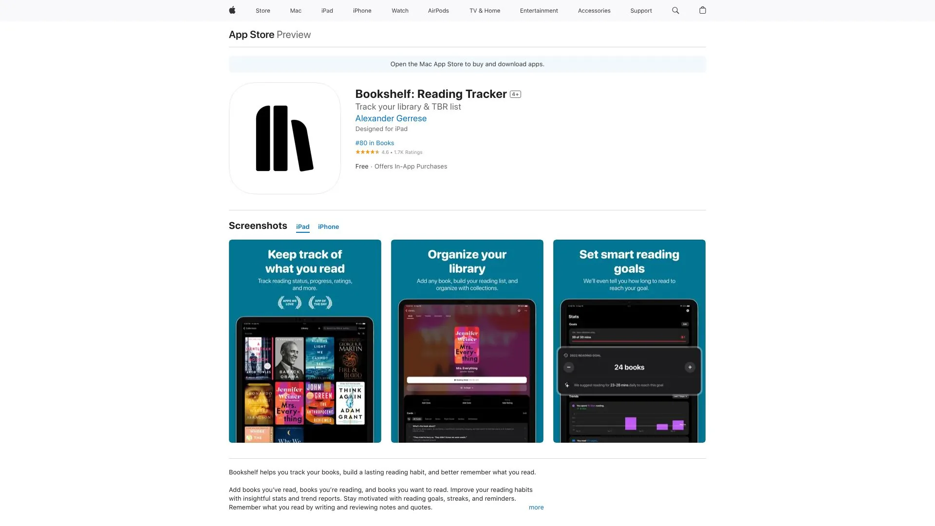 Bookshelf: Reading Tracker screenshot