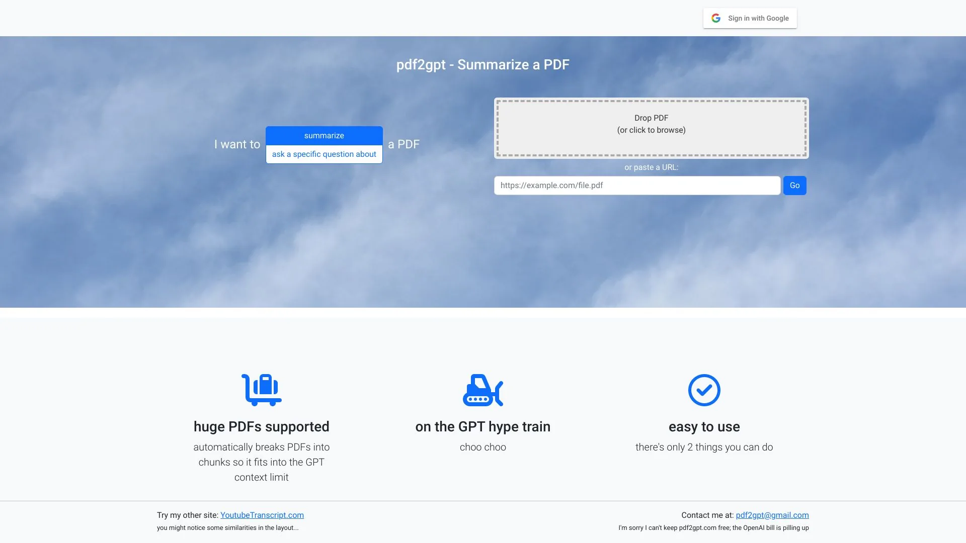 PDF2GPT screenshot